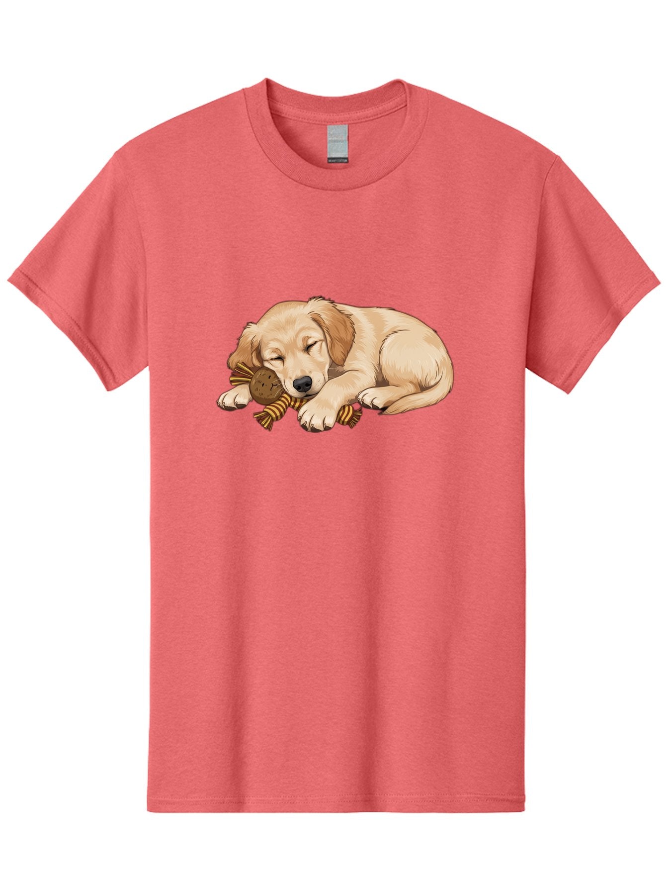 Sleeping-Golden-Retriever-Puppy Men'S Graphic Tee, 100% Cotton, Comfortable Casual Summer Wear, Machine Washable, Puppy Sleeping, Cute Dog, Adorable Puppy, Sleeping Dog, Dog Toy, Favorite Toy, Cartoon Dog, Golden Retriever Puppy, Furry Friend, Bac415 14