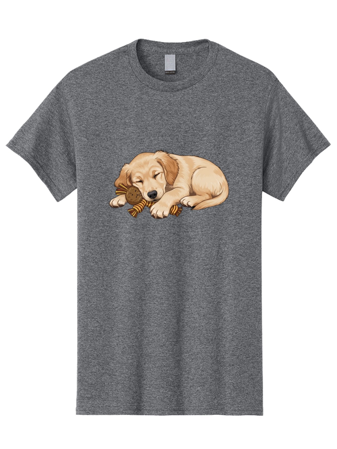 Sleeping-Golden-Retriever-Puppy Men'S Graphic Tee, 100% Cotton, Comfortable Casual Summer Wear, Machine Washable, Puppy Sleeping, Cute Dog, Adorable Puppy, Sleeping Dog, Dog Toy, Favorite Toy, Cartoon Dog, Golden Retriever Puppy, Furry Friend, Bac415