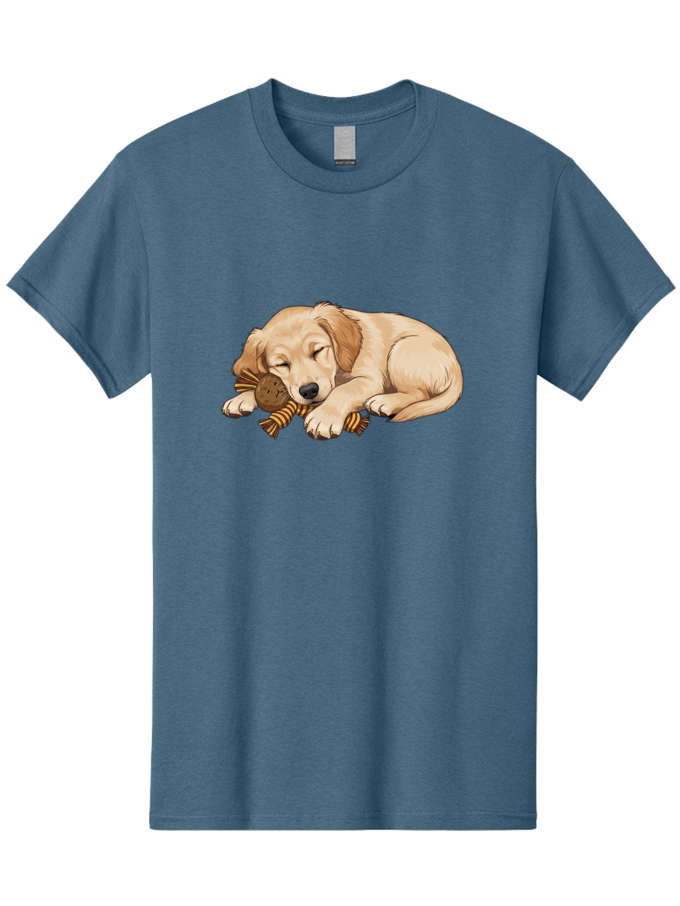 Sleeping-Golden-Retriever-Puppy Men'S Graphic Tee, 100% Cotton, Comfortable Casual Summer Wear, Machine Washable, Puppy Sleeping, Cute Dog, Adorable Puppy, Sleeping Dog, Dog Toy, Favorite Toy, Cartoon Dog, Golden Retriever Puppy, Furry Friend, Bac415 4