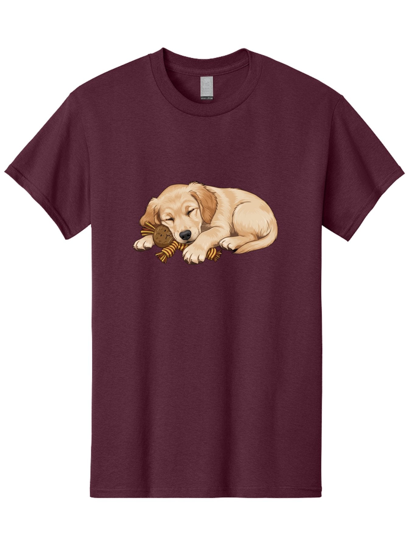 Sleeping-Golden-Retriever-Puppy Men'S Graphic Tee, 100% Cotton, Comfortable Casual Summer Wear, Machine Washable, Puppy Sleeping, Cute Dog, Adorable Puppy, Sleeping Dog, Dog Toy, Favorite Toy, Cartoon Dog, Golden Retriever Puppy, Furry Friend, Bac415 13