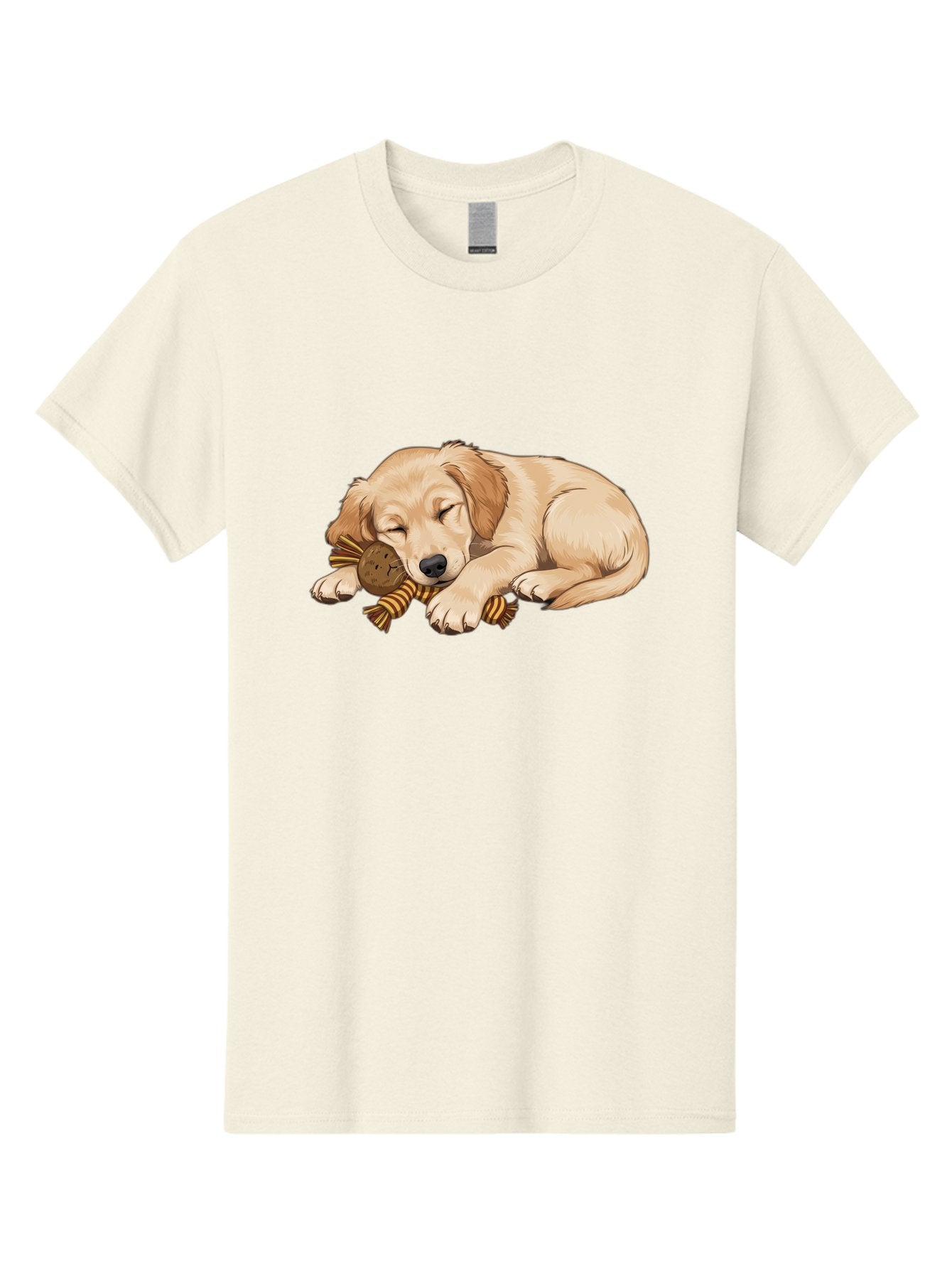 Sleeping-Golden-Retriever-Puppy Men'S Graphic Tee, 100% Cotton, Comfortable Casual Summer Wear, Machine Washable, Puppy Sleeping, Cute Dog, Adorable Puppy, Sleeping Dog, Dog Toy, Favorite Toy, Cartoon Dog, Golden Retriever Puppy, Furry Friend, Bac415 5