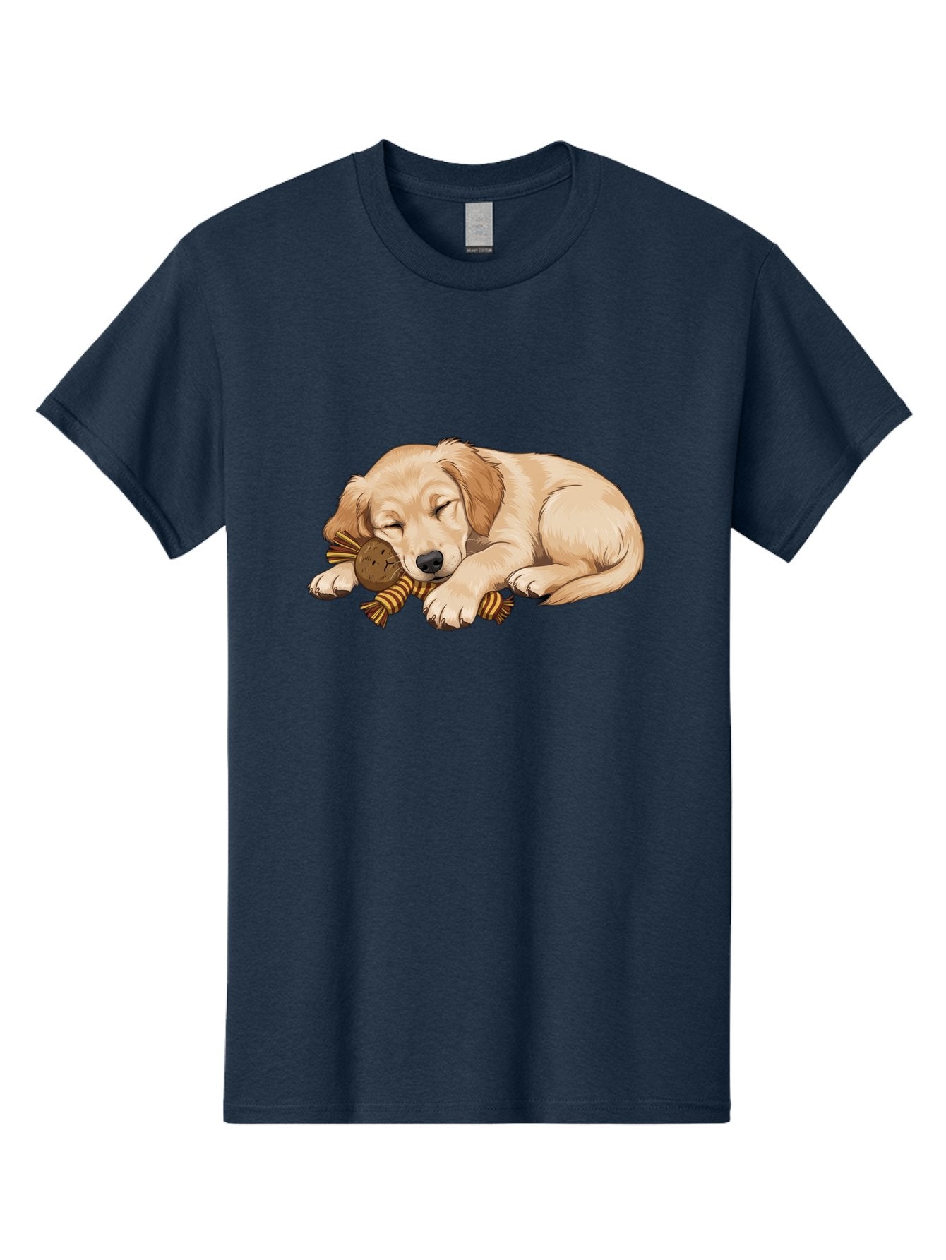 Sleeping-Golden-Retriever-Puppy Men'S Graphic Tee, 100% Cotton, Comfortable Casual Summer Wear, Machine Washable, Puppy Sleeping, Cute Dog, Adorable Puppy, Sleeping Dog, Dog Toy, Favorite Toy, Cartoon Dog, Golden Retriever Puppy, Furry Friend, Bac415 12