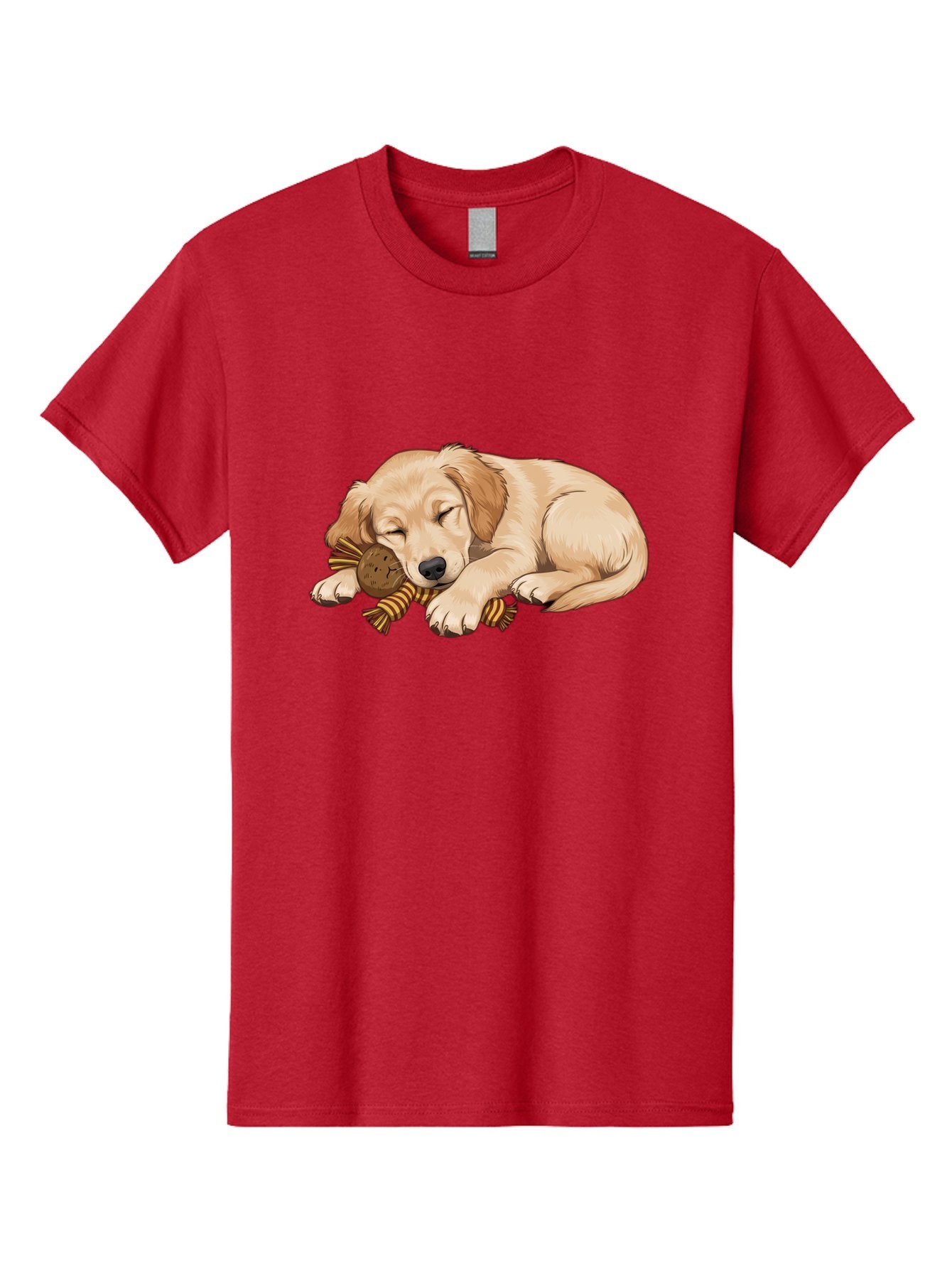Sleeping-Golden-Retriever-Puppy Men'S Graphic Tee, 100% Cotton, Comfortable Casual Summer Wear, Machine Washable, Puppy Sleeping, Cute Dog, Adorable Puppy, Sleeping Dog, Dog Toy, Favorite Toy, Cartoon Dog, Golden Retriever Puppy, Furry Friend, Bac415 8
