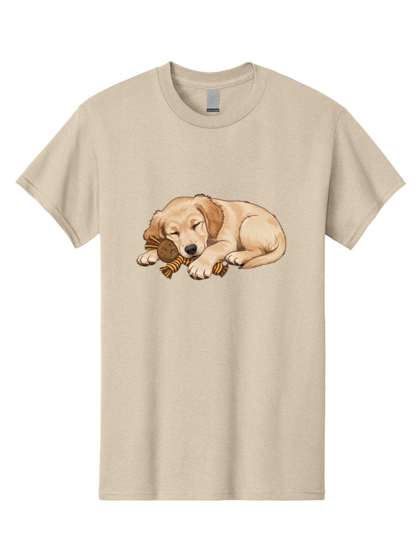 Sleeping-Golden-Retriever-Puppy Men'S Graphic Tee, 100% Cotton, Comfortable Casual Summer Wear, Machine Washable, Puppy Sleeping, Cute Dog, Adorable Puppy, Sleeping Dog, Dog Toy, Favorite Toy, Cartoon Dog, Golden Retriever Puppy, Furry Friend, Bac415 6