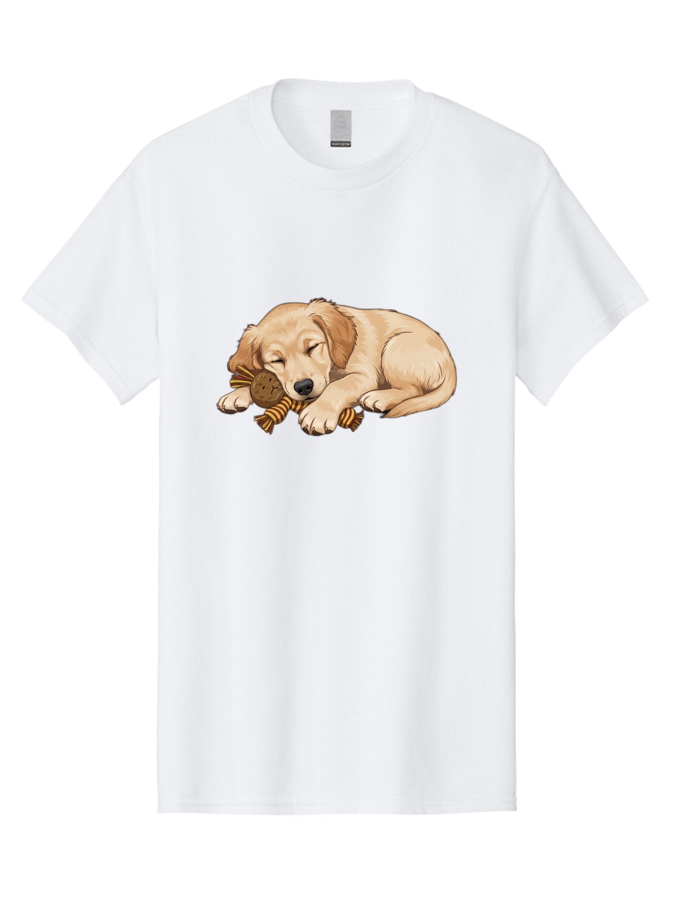 Sleeping-Golden-Retriever-Puppy Men'S Graphic Tee, 100% Cotton, Comfortable Casual Summer Wear, Machine Washable, Puppy Sleeping, Cute Dog, Adorable Puppy, Sleeping Dog, Dog Toy, Favorite Toy, Cartoon Dog, Golden Retriever Puppy, Furry Friend, Bac415 15