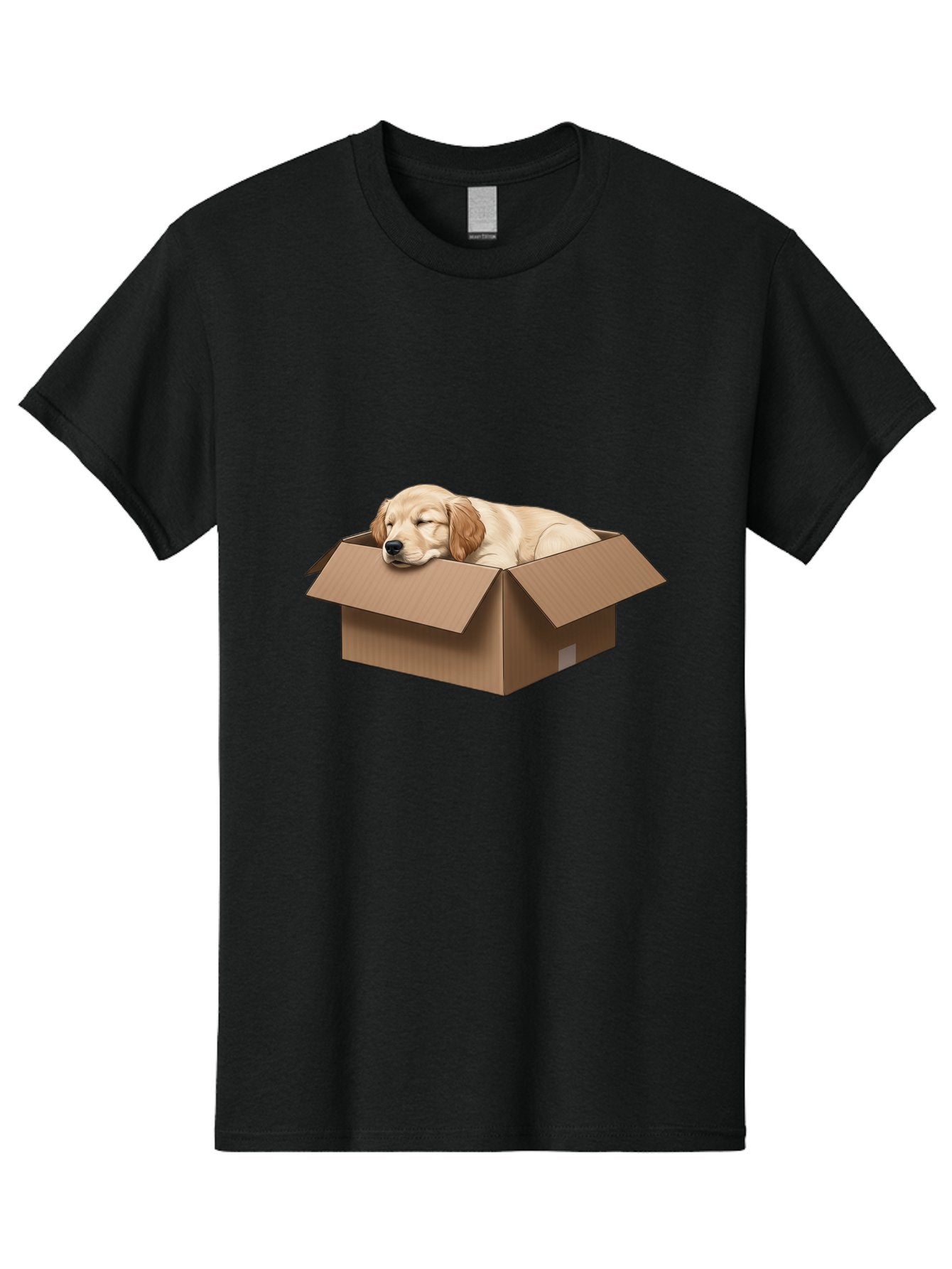 Sleeping-Puppy-1 Men'S Graphic Tee, 100% Cotton, Comfortable Casual Summer Wear, Machine Washable, Sleeping Puppy, Cardboard Box, Adorable Dog, Cute Animal, Resting Pet, Dog In Box, Peaceful Scene, Puppy Love, Cozy Atmosphere, Sweet Dreams Bac417 7