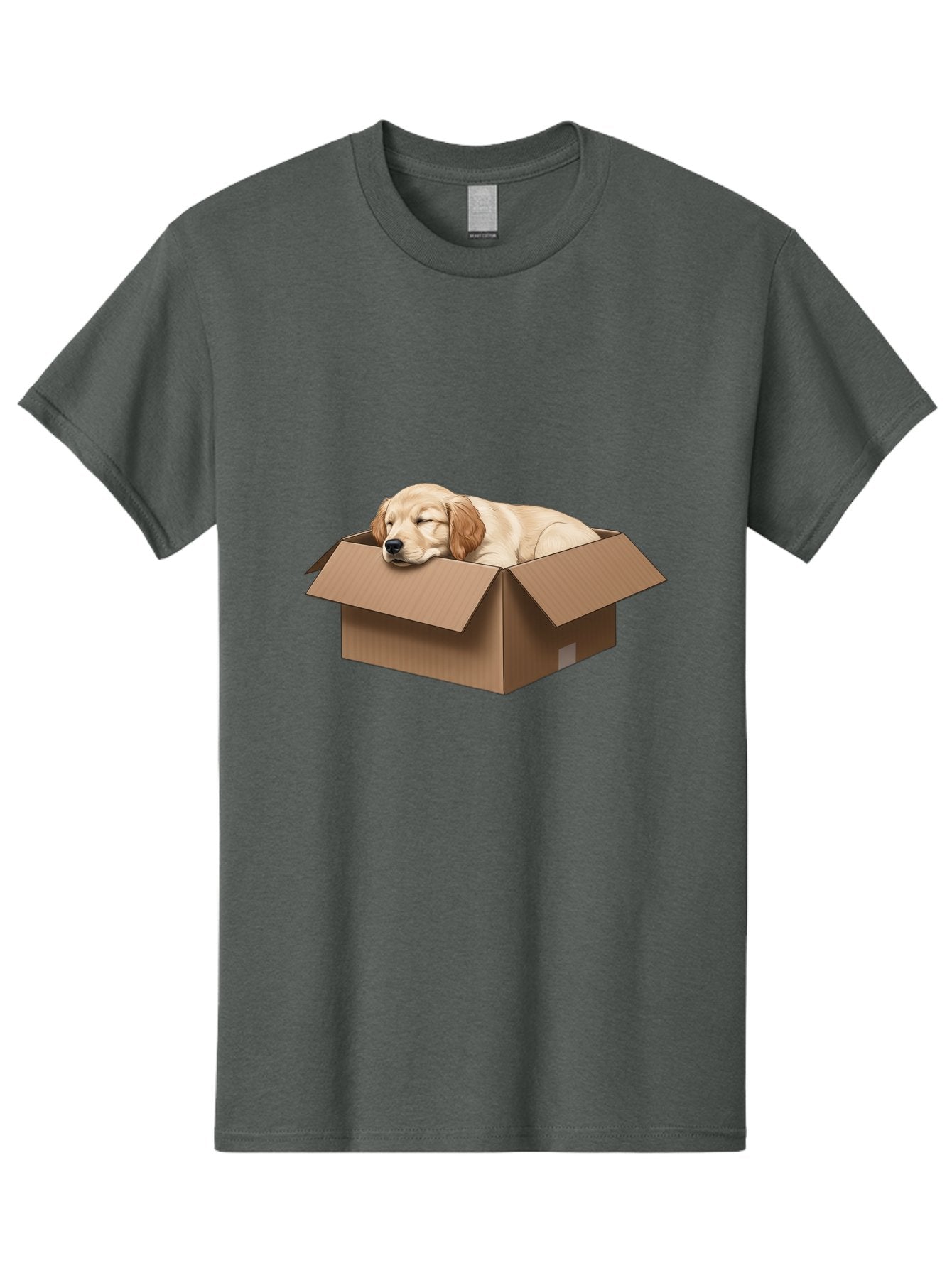 Sleeping-Puppy-1 Men'S Graphic Tee, 100% Cotton, Comfortable Casual Summer Wear, Machine Washable, Sleeping Puppy, Cardboard Box, Adorable Dog, Cute Animal, Resting Pet, Dog In Box, Peaceful Scene, Puppy Love, Cozy Atmosphere, Sweet Dreams Bac417 12
