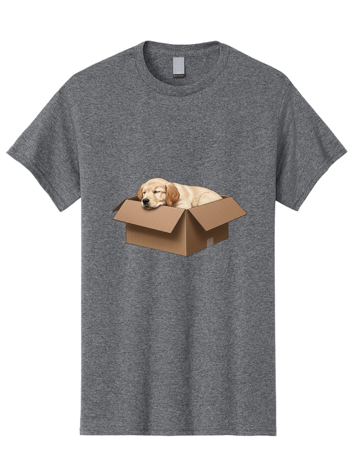 Sleeping-Puppy-1 Men'S Graphic Tee, 100% Cotton, Comfortable Casual Summer Wear, Machine Washable, Sleeping Puppy, Cardboard Box, Adorable Dog, Cute Animal, Resting Pet, Dog In Box, Peaceful Scene, Puppy Love, Cozy Atmosphere, Sweet Dreams Bac417 10
