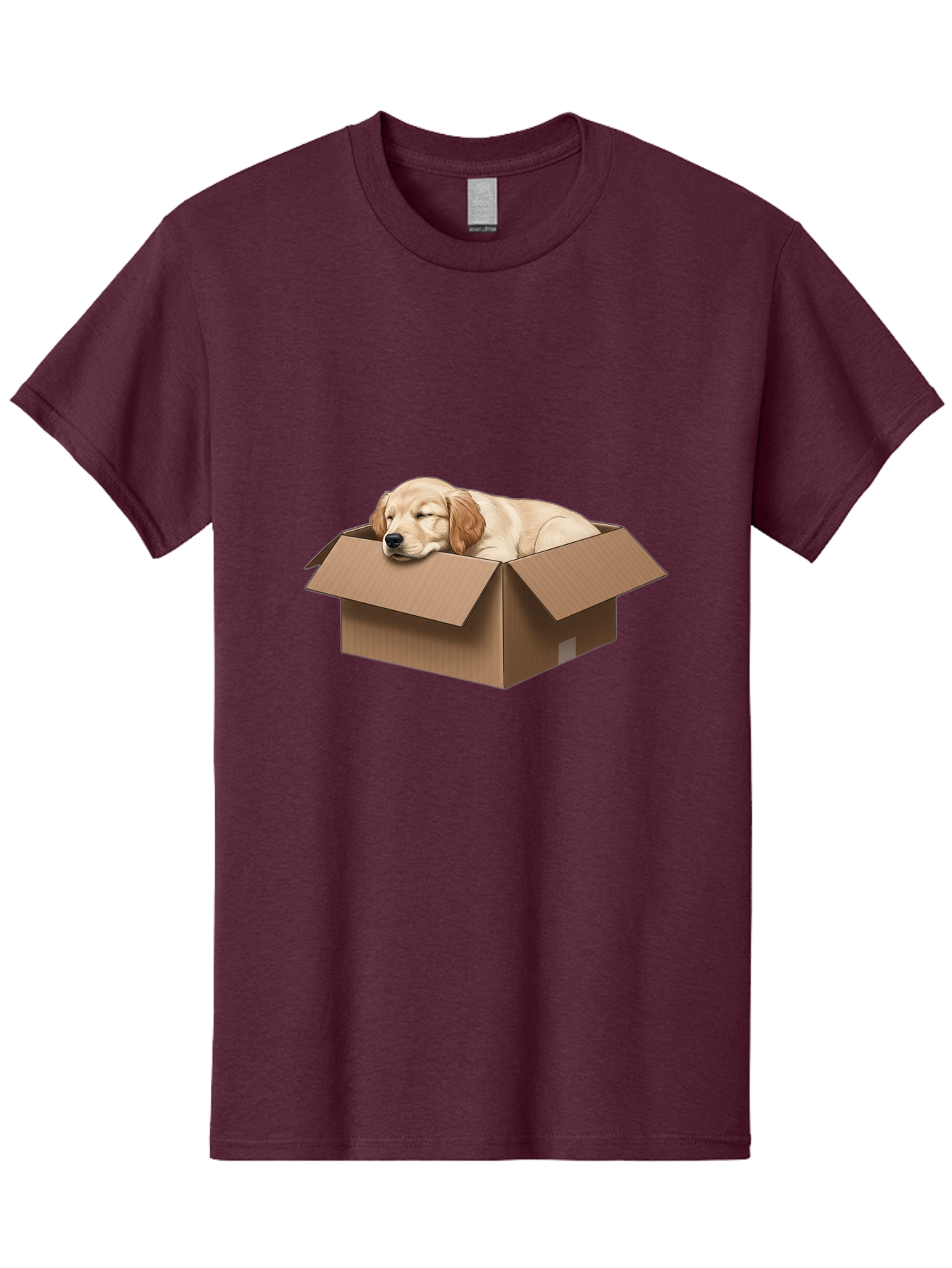 Sleeping-Puppy-1 Men'S Graphic Tee, 100% Cotton, Comfortable Casual Summer Wear, Machine Washable, Sleeping Puppy, Cardboard Box, Adorable Dog, Cute Animal, Resting Pet, Dog In Box, Peaceful Scene, Puppy Love, Cozy Atmosphere, Sweet Dreams Bac417 6