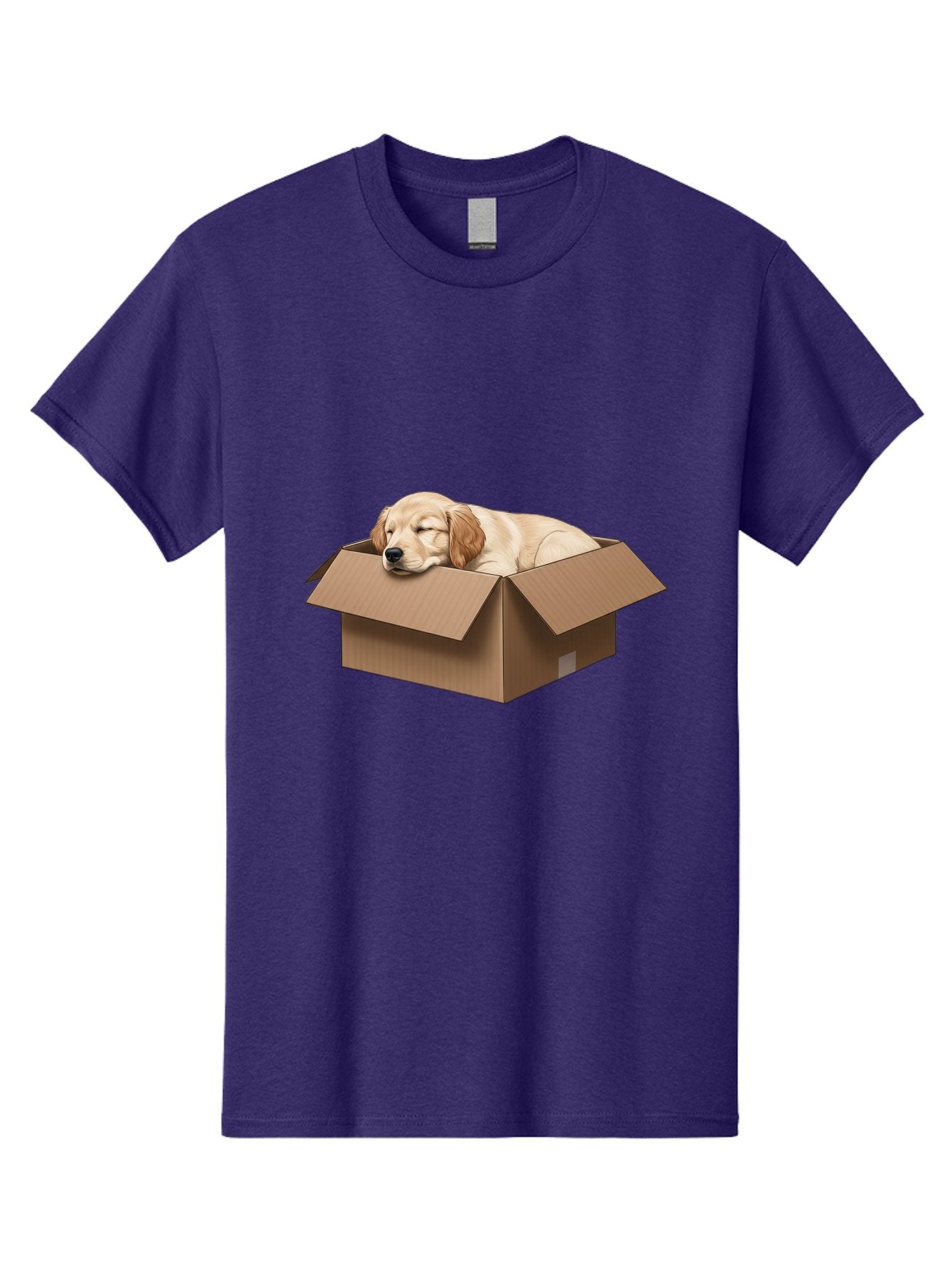 Sleeping-Puppy-1 Men'S Graphic Tee, 100% Cotton, Comfortable Casual Summer Wear, Machine Washable, Sleeping Puppy, Cardboard Box, Adorable Dog, Cute Animal, Resting Pet, Dog In Box, Peaceful Scene, Puppy Love, Cozy Atmosphere, Sweet Dreams Bac417 3