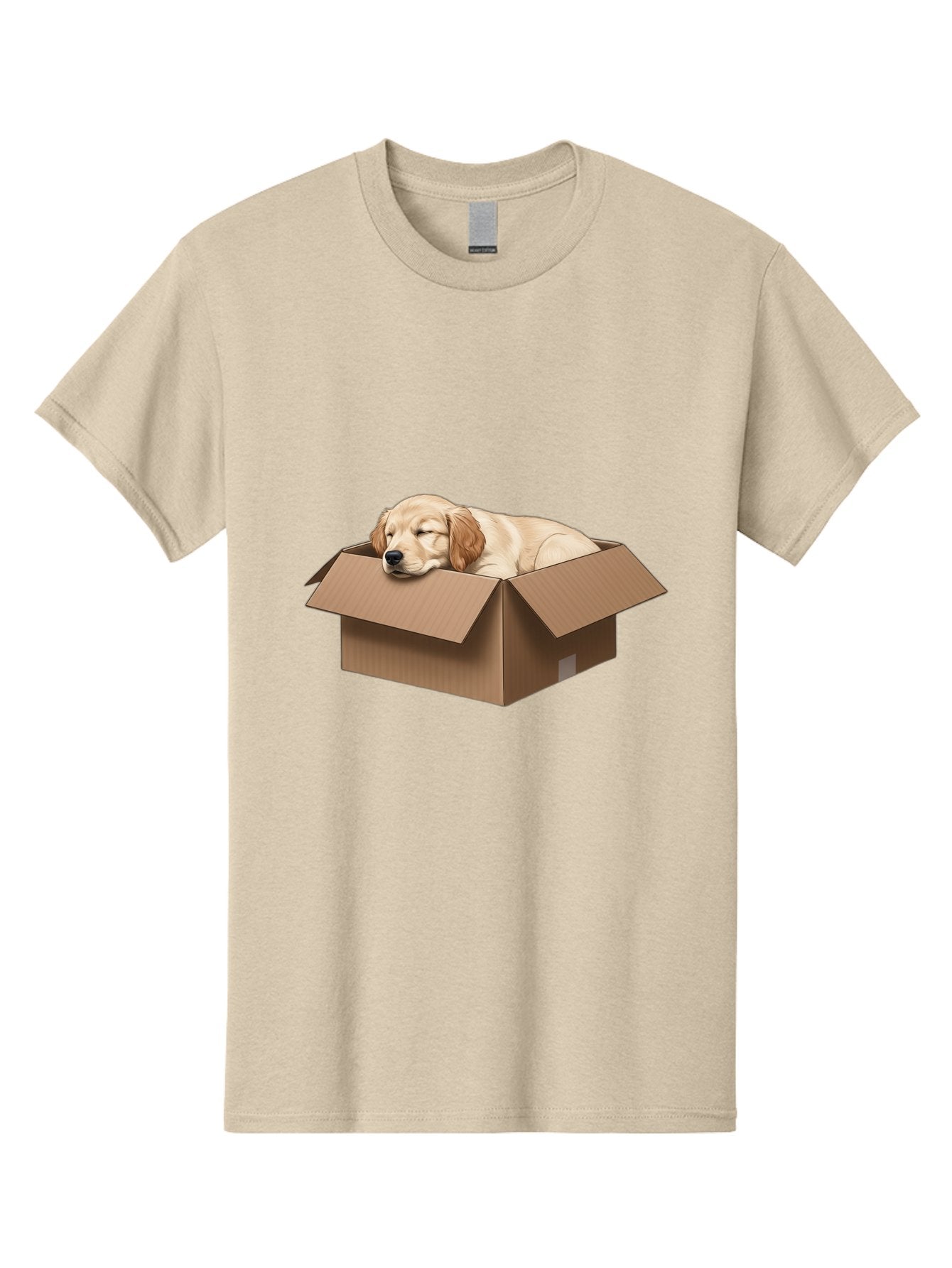 Sleeping-Puppy-1 Men'S Graphic Tee, 100% Cotton, Comfortable Casual Summer Wear, Machine Washable, Sleeping Puppy, Cardboard Box, Adorable Dog, Cute Animal, Resting Pet, Dog In Box, Peaceful Scene, Puppy Love, Cozy Atmosphere, Sweet Dreams Bac417 9