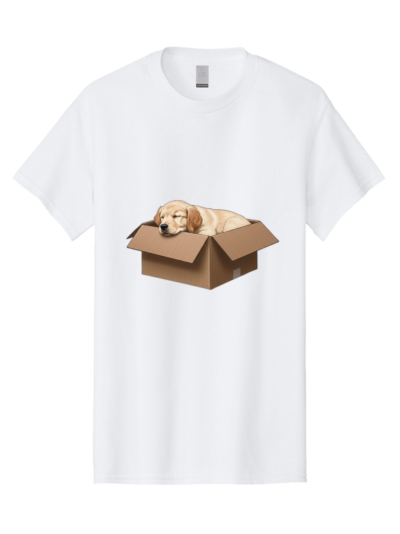 Sleeping-Puppy-1 Men'S Graphic Tee, 100% Cotton, Comfortable Casual Summer Wear, Machine Washable, Sleeping Puppy, Cardboard Box, Adorable Dog, Cute Animal, Resting Pet, Dog In Box, Peaceful Scene, Puppy Love, Cozy Atmosphere, Sweet Dreams Bac417 4