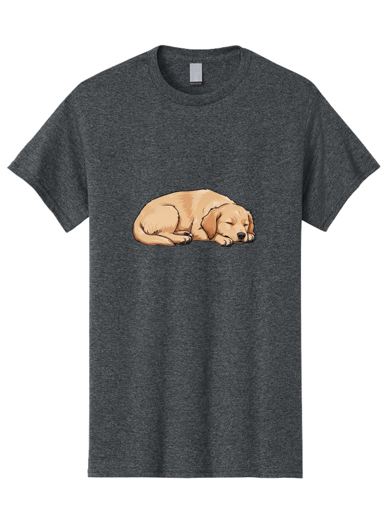 Sleeping-Puppy Men'S Graphic Tee, 100% Cotton, Comfortable Casual Summer Wear, Machine Washable, Adorable Puppy, Sleeping Dog, Golden Retriever, Cartoon Illustration, Peaceful Slumber, Cute Dog, Relaxed Puppy, Serene Atmosphere, Bac419