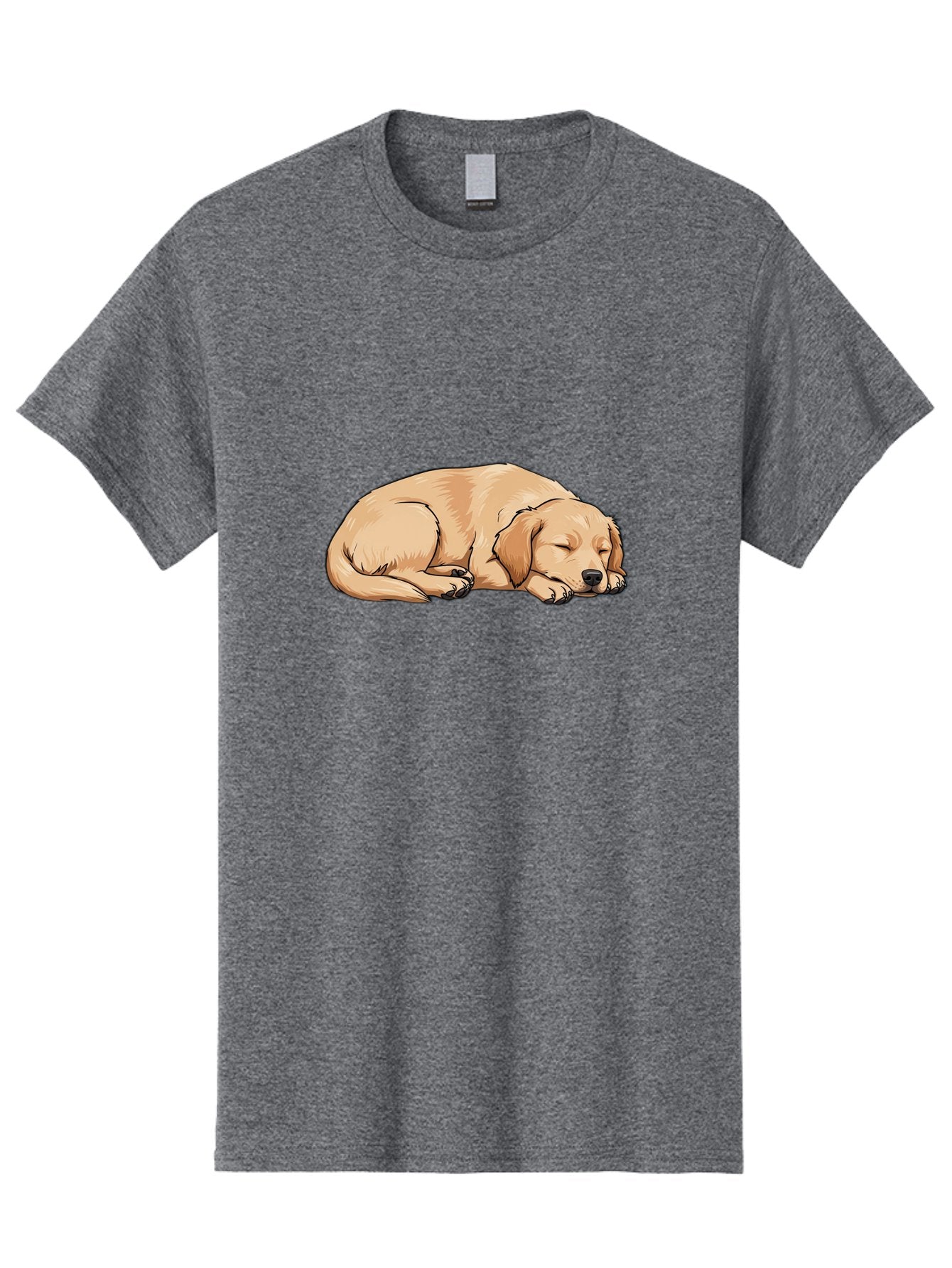 Sleeping-Puppy Men'S Graphic Tee, 100% Cotton, Comfortable Casual Summer Wear, Machine Washable, Adorable Puppy, Sleeping Dog, Golden Retriever, Cartoon Illustration, Peaceful Slumber, Cute Dog, Relaxed Puppy, Serene Atmosphere, Bac419 7