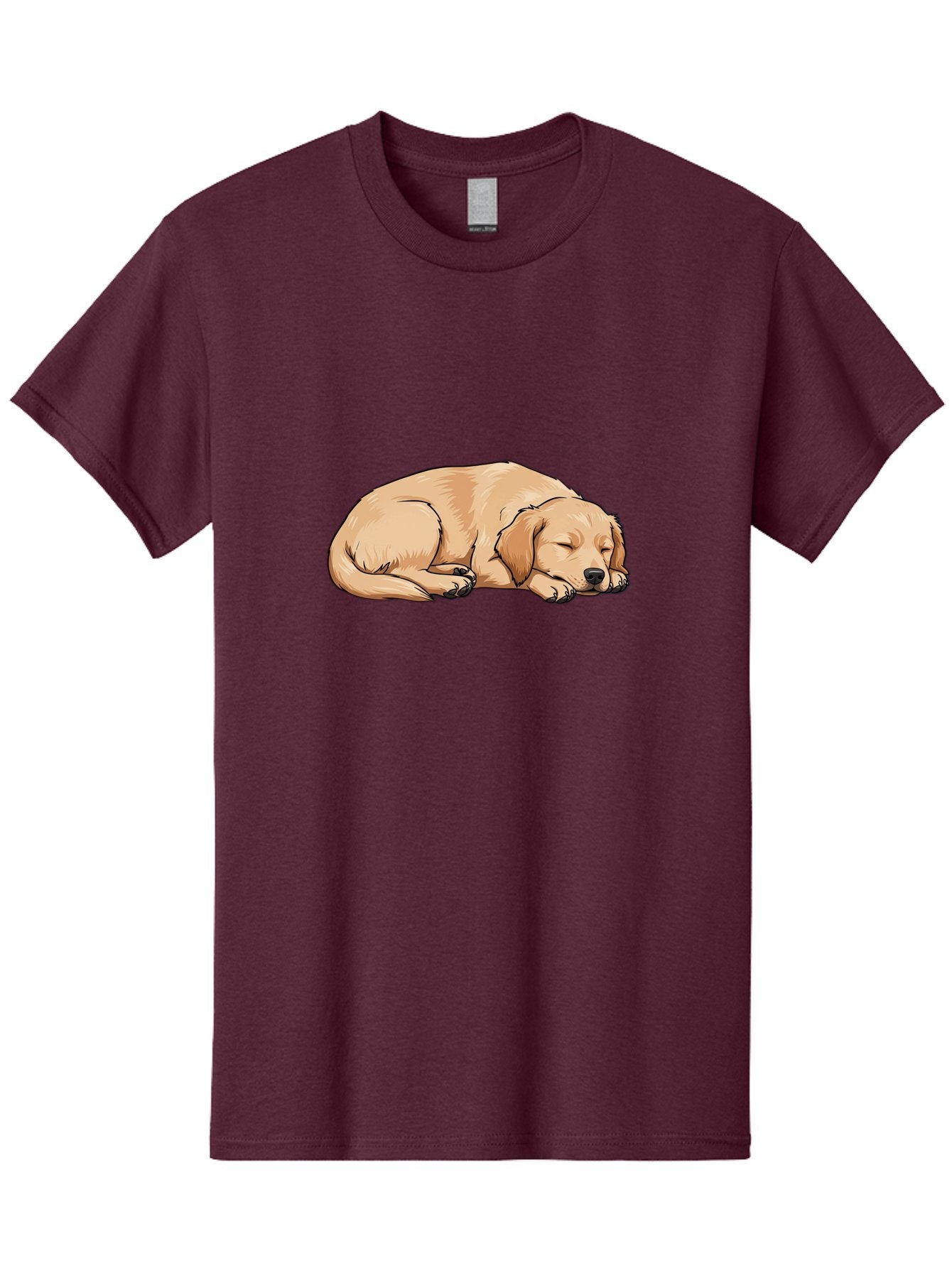 Sleeping-Puppy Men'S Graphic Tee, 100% Cotton, Comfortable Casual Summer Wear, Machine Washable, Adorable Puppy, Sleeping Dog, Golden Retriever, Cartoon Illustration, Peaceful Slumber, Cute Dog, Relaxed Puppy, Serene Atmosphere, Bac419 6