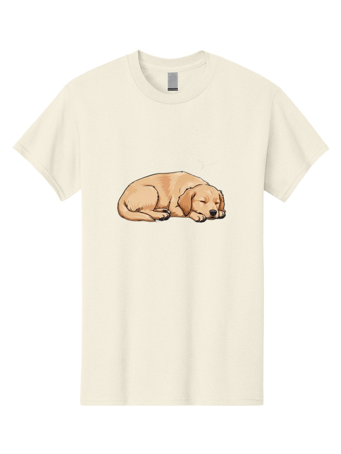 Sleeping-Puppy Men'S Graphic Tee, 100% Cotton, Comfortable Casual Summer Wear, Machine Washable, Adorable Puppy, Sleeping Dog, Golden Retriever, Cartoon Illustration, Peaceful Slumber, Cute Dog, Relaxed Puppy, Serene Atmosphere, Bac419 5