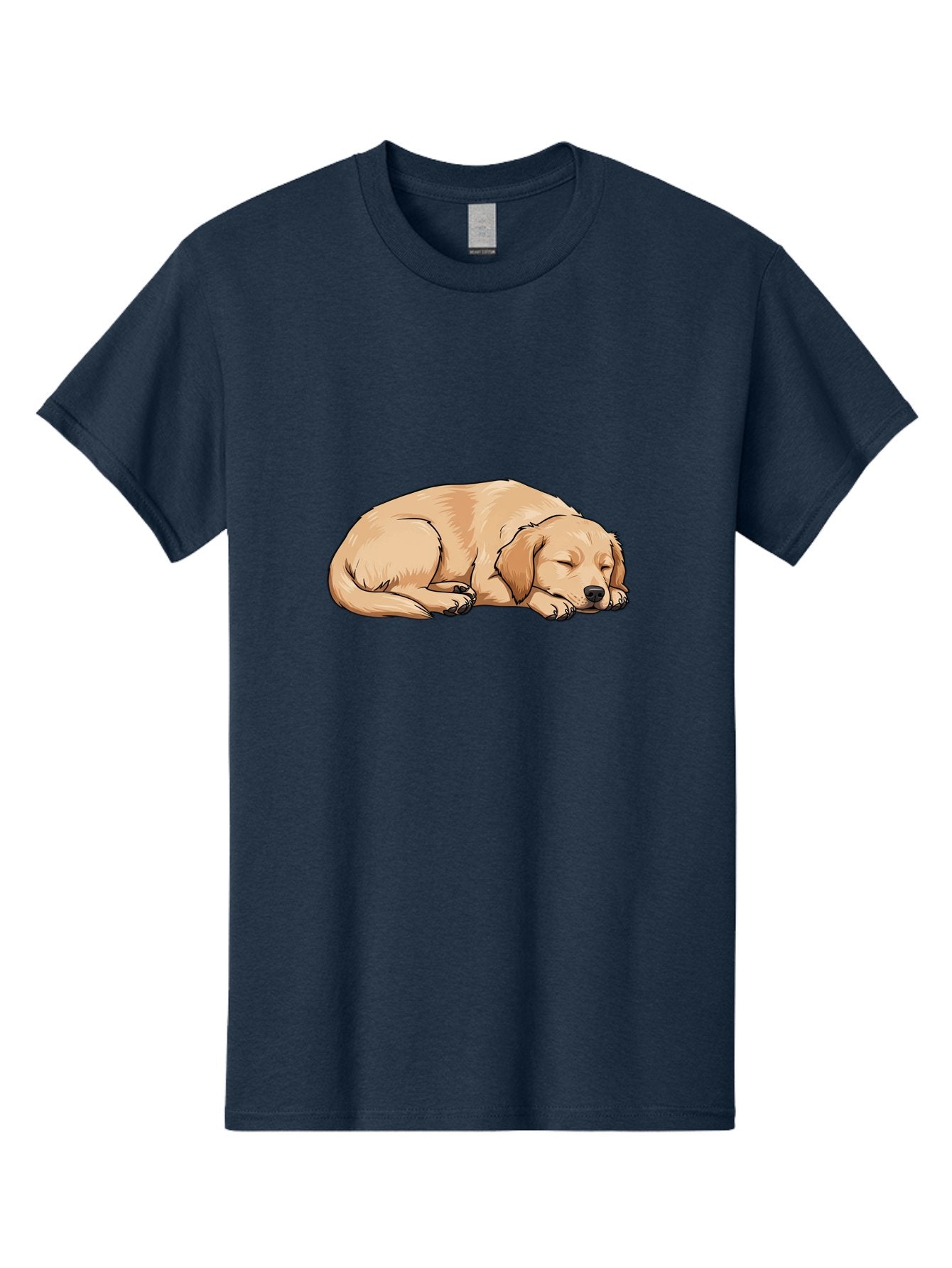 Sleeping-Puppy Men'S Graphic Tee, 100% Cotton, Comfortable Casual Summer Wear, Machine Washable, Adorable Puppy, Sleeping Dog, Golden Retriever, Cartoon Illustration, Peaceful Slumber, Cute Dog, Relaxed Puppy, Serene Atmosphere, Bac419 14