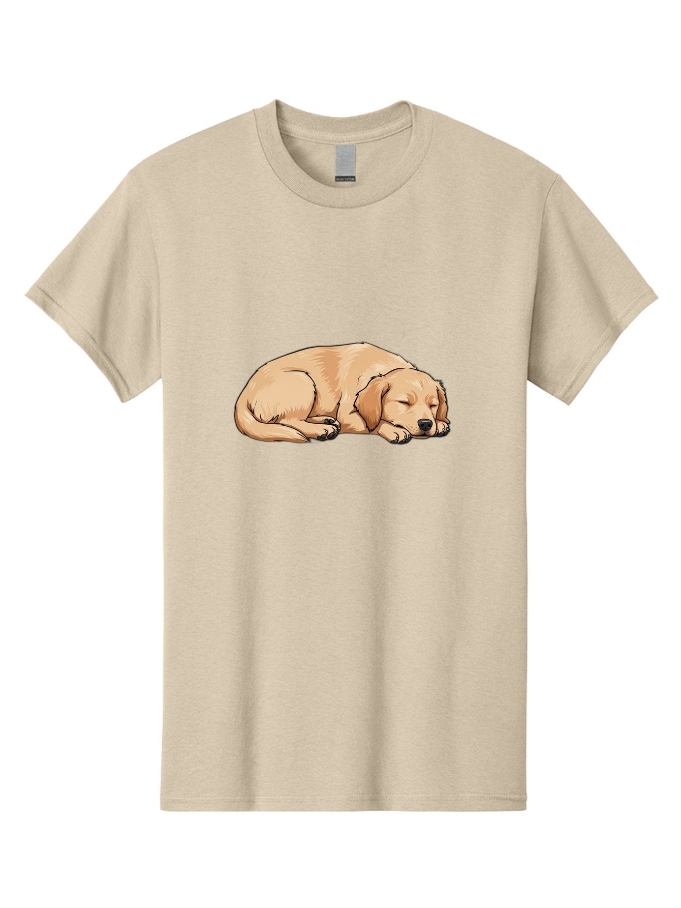 Sleeping-Puppy Men'S Graphic Tee, 100% Cotton, Comfortable Casual Summer Wear, Machine Washable, Adorable Puppy, Sleeping Dog, Golden Retriever, Cartoon Illustration, Peaceful Slumber, Cute Dog, Relaxed Puppy, Serene Atmosphere, Bac419 11