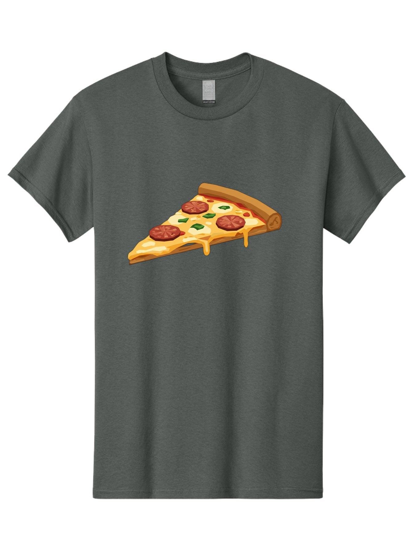 Slice-Of-Pepperoni-Pizza Men'S Graphic Tee, 100% Cotton, Comfortable Casual Summer Wear, Machine Washable, Pepperoni Pizza, Pizza Slice, Melted Cheese, Green Peppers, Red Pepperoni, Crispy Crust, Cheesy Goodness, Savory Delight Bac420 10