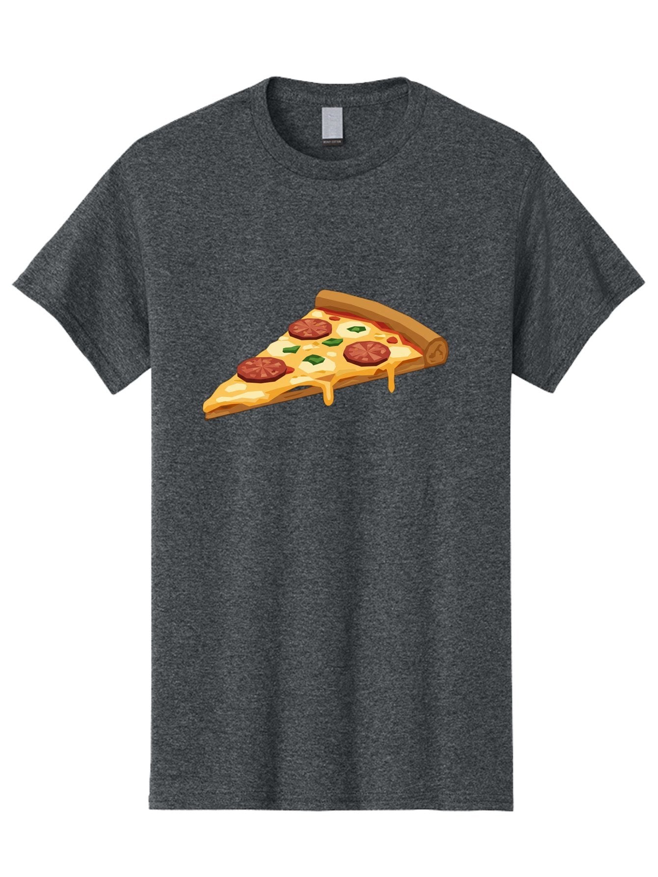 Slice-Of-Pepperoni-Pizza Men'S Graphic Tee, 100% Cotton, Comfortable Casual Summer Wear, Machine Washable, Pepperoni Pizza, Pizza Slice, Melted Cheese, Green Peppers, Red Pepperoni, Crispy Crust, Cheesy Goodness, Savory Delight Bac420 13