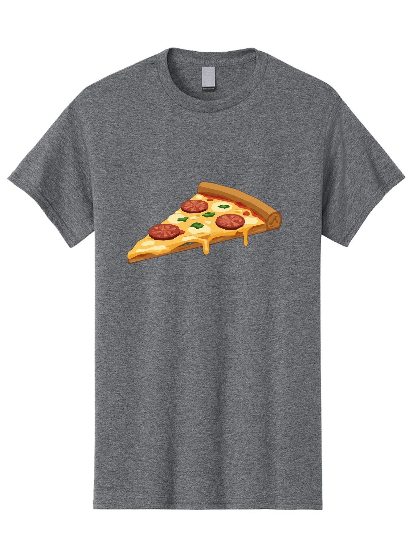 Slice-Of-Pepperoni-Pizza Men'S Graphic Tee, 100% Cotton, Comfortable Casual Summer Wear, Machine Washable, Pepperoni Pizza, Pizza Slice, Melted Cheese, Green Peppers, Red Pepperoni, Crispy Crust, Cheesy Goodness, Savory Delight Bac420 3