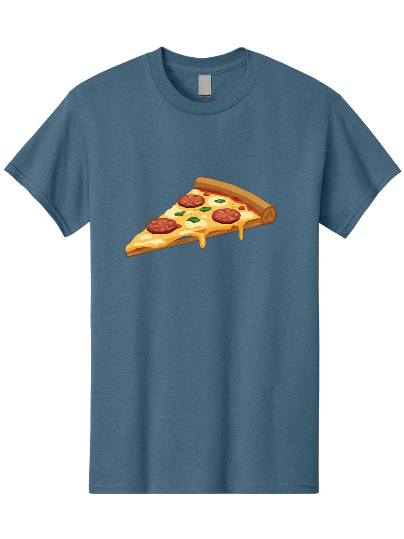 Slice-Of-Pepperoni-Pizza Men'S Graphic Tee, 100% Cotton, Comfortable Casual Summer Wear, Machine Washable, Pepperoni Pizza, Pizza Slice, Melted Cheese, Green Peppers, Red Pepperoni, Crispy Crust, Cheesy Goodness, Savory Delight Bac420 8