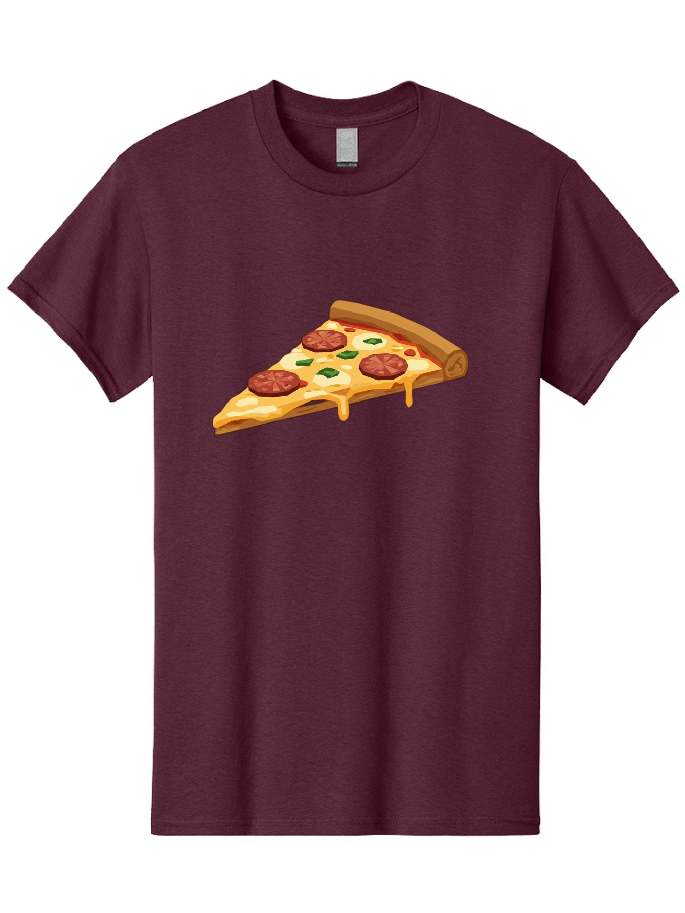 Slice-Of-Pepperoni-Pizza Men'S Graphic Tee, 100% Cotton, Comfortable Casual Summer Wear, Machine Washable, Pepperoni Pizza, Pizza Slice, Melted Cheese, Green Peppers, Red Pepperoni, Crispy Crust, Cheesy Goodness, Savory Delight Bac420 11