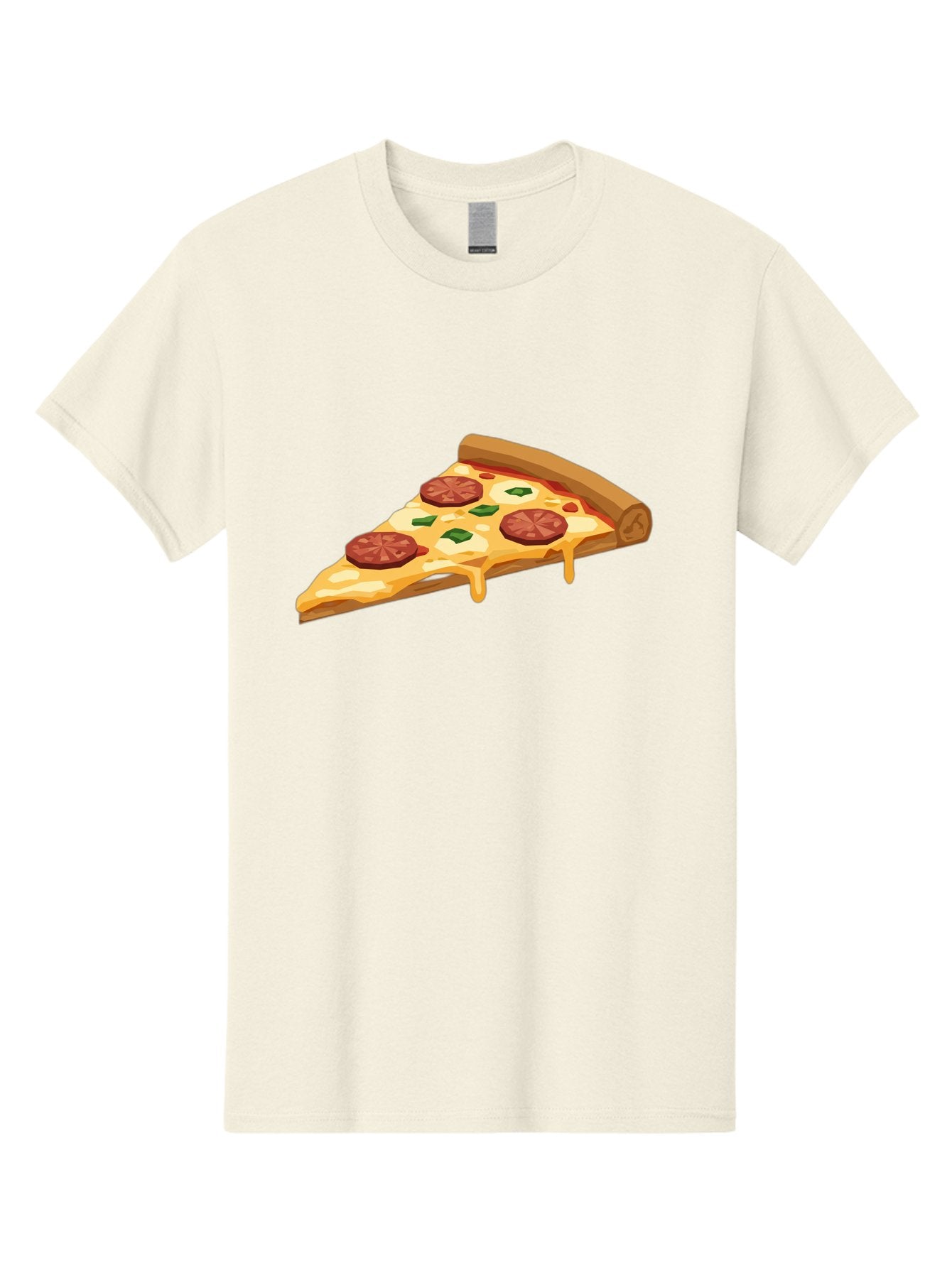 Slice-Of-Pepperoni-Pizza Men'S Graphic Tee, 100% Cotton, Comfortable Casual Summer Wear, Machine Washable, Pepperoni Pizza, Pizza Slice, Melted Cheese, Green Peppers, Red Pepperoni, Crispy Crust, Cheesy Goodness, Savory Delight Bac420 7