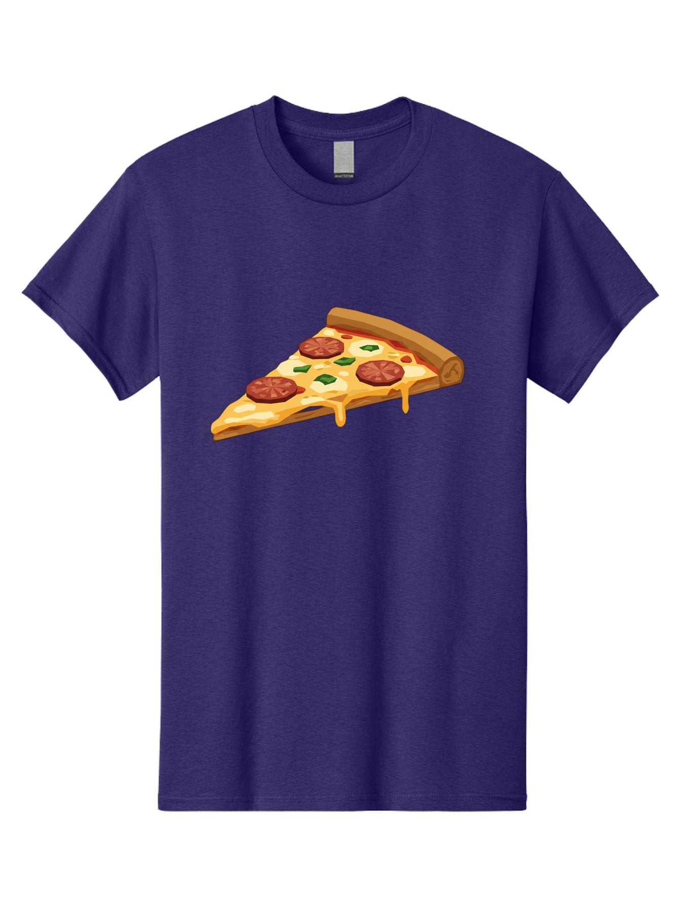 Slice-Of-Pepperoni-Pizza Men'S Graphic Tee, 100% Cotton, Comfortable Casual Summer Wear, Machine Washable, Pepperoni Pizza, Pizza Slice, Melted Cheese, Green Peppers, Red Pepperoni, Crispy Crust, Cheesy Goodness, Savory Delight Bac420 14