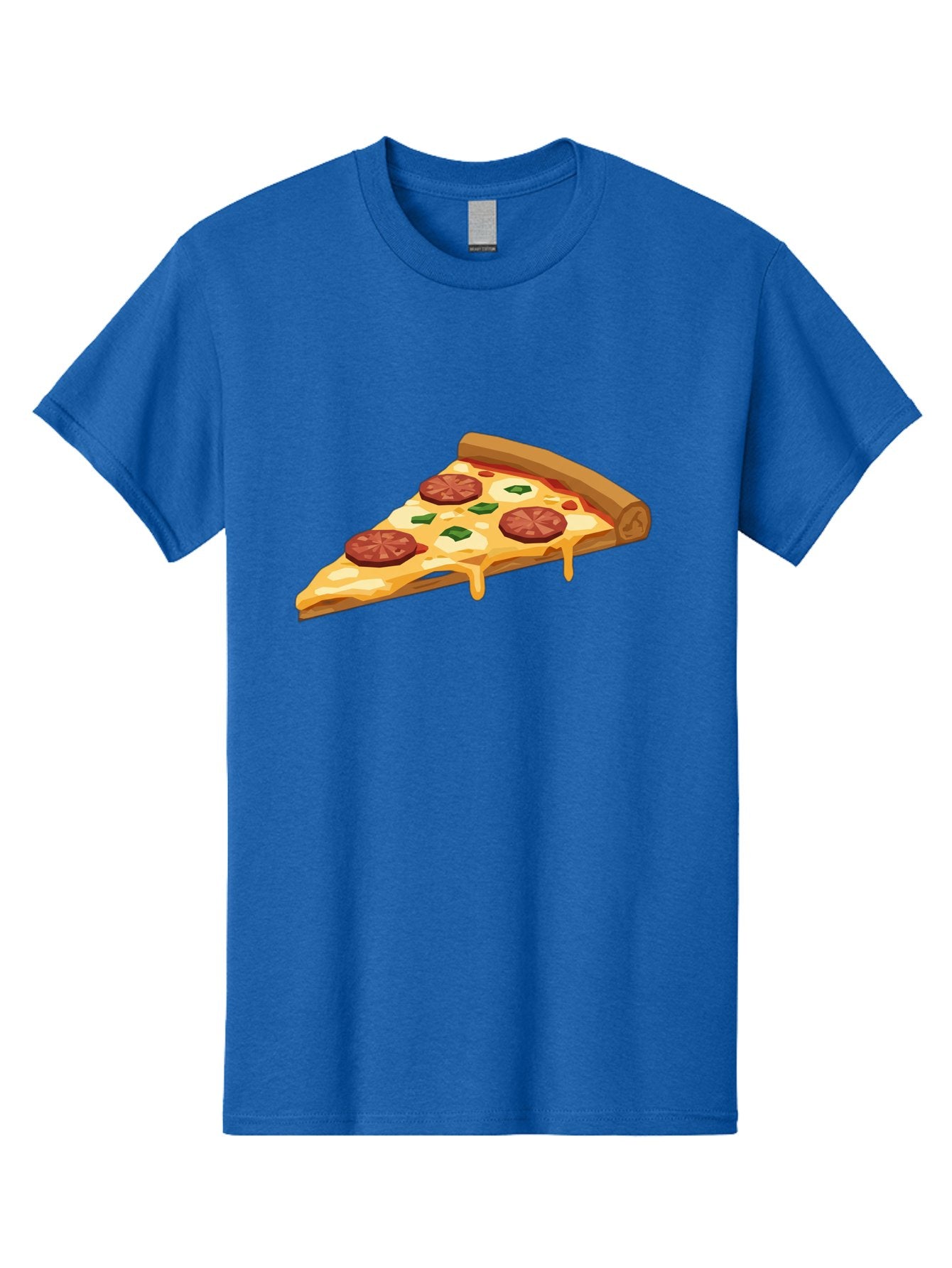 Slice-Of-Pepperoni-Pizza Men'S Graphic Tee, 100% Cotton, Comfortable Casual Summer Wear, Machine Washable, Pepperoni Pizza, Pizza Slice, Melted Cheese, Green Peppers, Red Pepperoni, Crispy Crust, Cheesy Goodness, Savory Delight Bac420 9