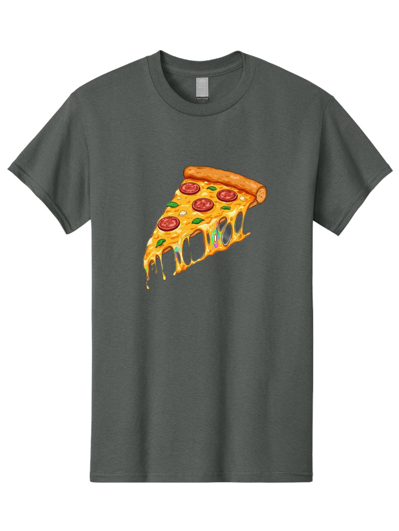 Slice-Of-Pizza Men'S Graphic Tee, 100% Cotton, Comfortable Casual Summer Wear, Machine Washable, Melted Cheese, Pepperoni Pizza, Cheesy Goodness, Melted Mozzarella, Savory Delight, Italian Cuisine, Pizza Love, Tasty Treat, Foodie Favorite Bac421 3