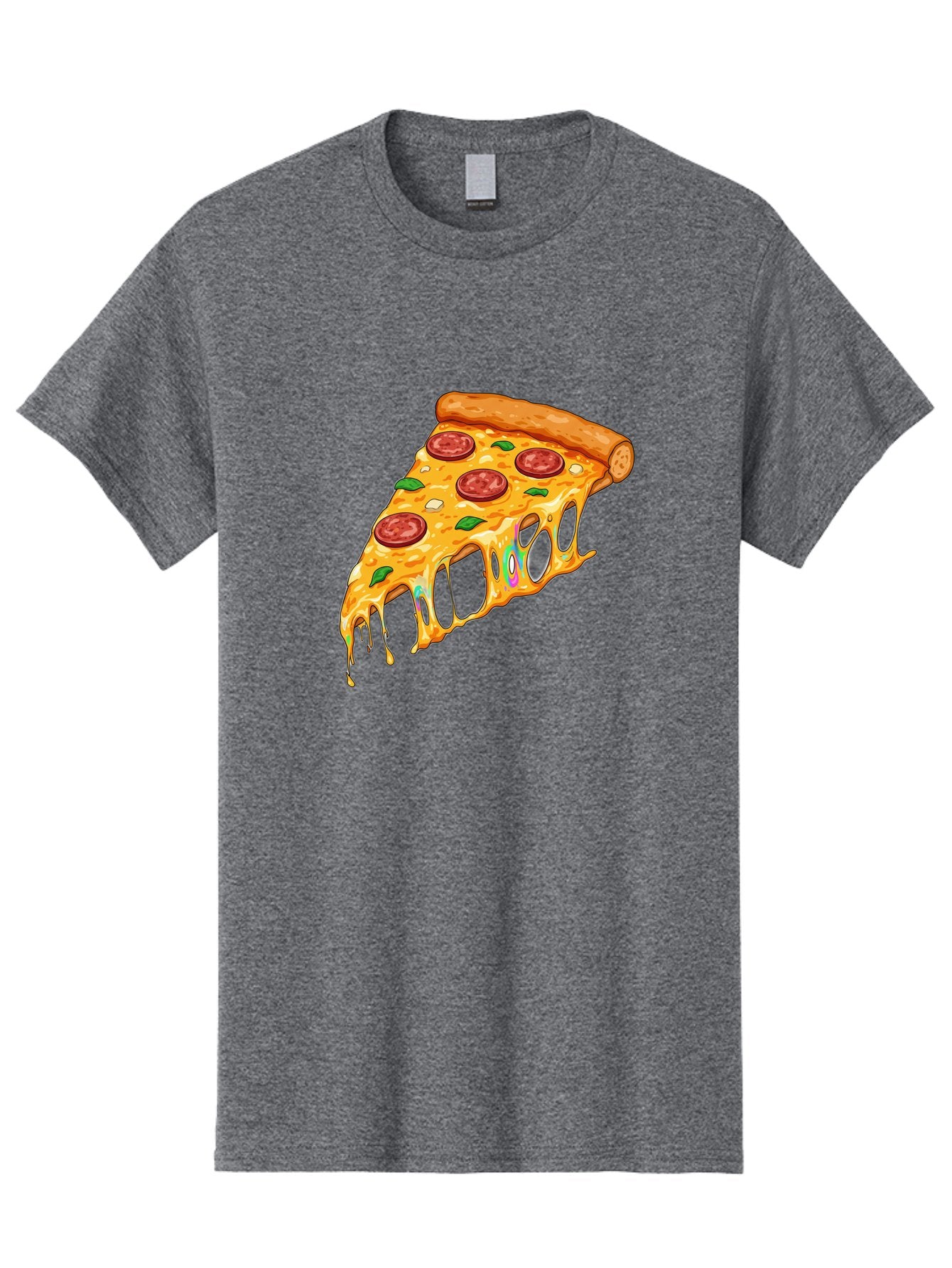 Slice-Of-Pizza Men'S Graphic Tee, 100% Cotton, Comfortable Casual Summer Wear, Machine Washable, Melted Cheese, Pepperoni Pizza, Cheesy Goodness, Melted Mozzarella, Savory Delight, Italian Cuisine, Pizza Love, Tasty Treat, Foodie Favorite Bac421
