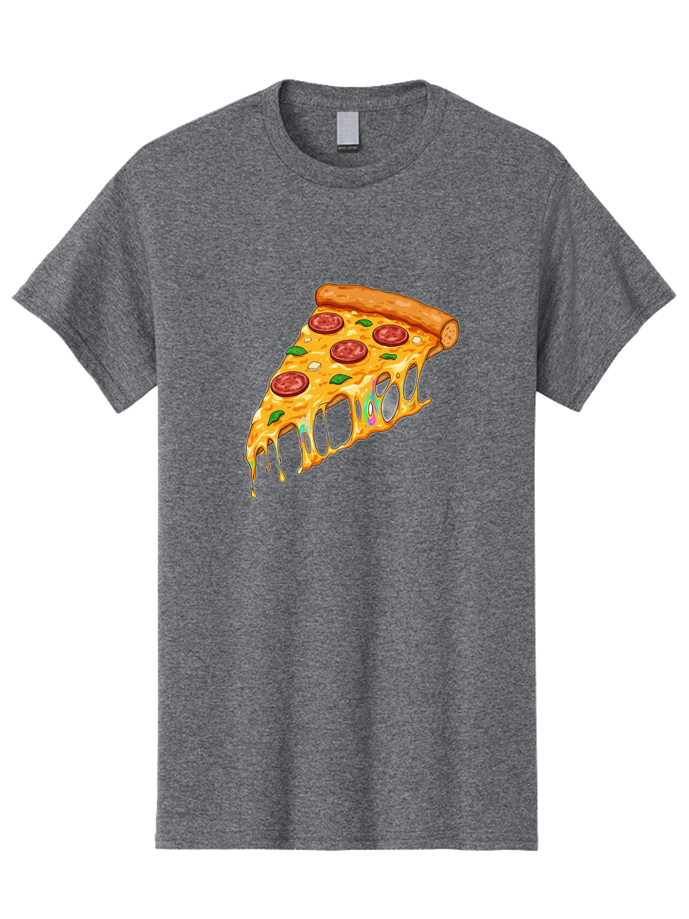 Slice-Of-Pizza Men'S Graphic Tee, 100% Cotton, Comfortable Casual Summer Wear, Machine Washable, Melted Cheese, Pepperoni Pizza, Cheesy Goodness, Melted Mozzarella, Savory Delight, Italian Cuisine, Pizza Love, Tasty Treat, Foodie Favorite Bac421 10