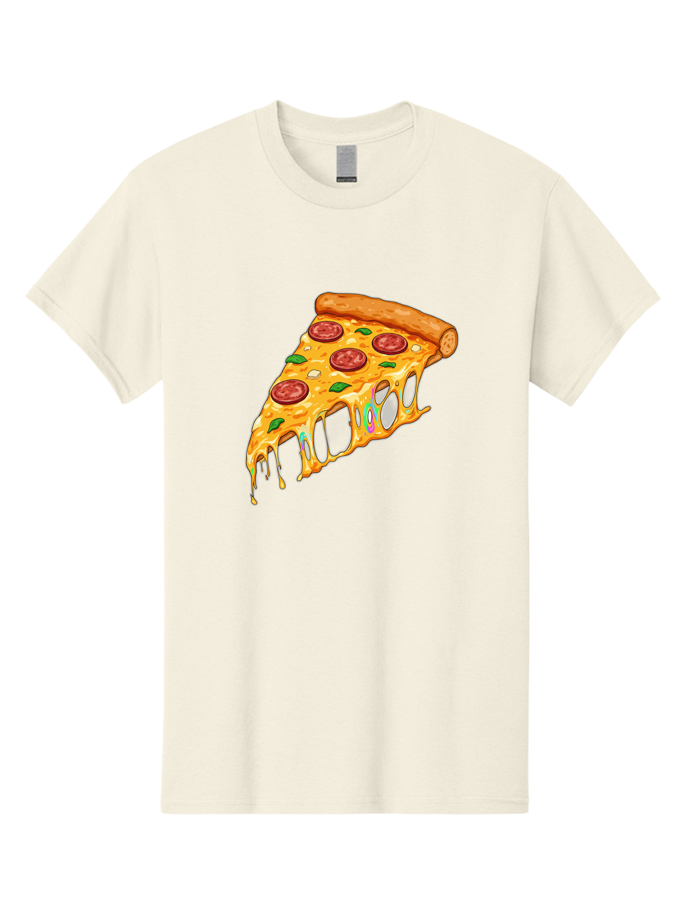 Slice-Of-Pizza Men'S Graphic Tee, 100% Cotton, Comfortable Casual Summer Wear, Machine Washable, Melted Cheese, Pepperoni Pizza, Cheesy Goodness, Melted Mozzarella, Savory Delight, Italian Cuisine, Pizza Love, Tasty Treat, Foodie Favorite Bac421 12