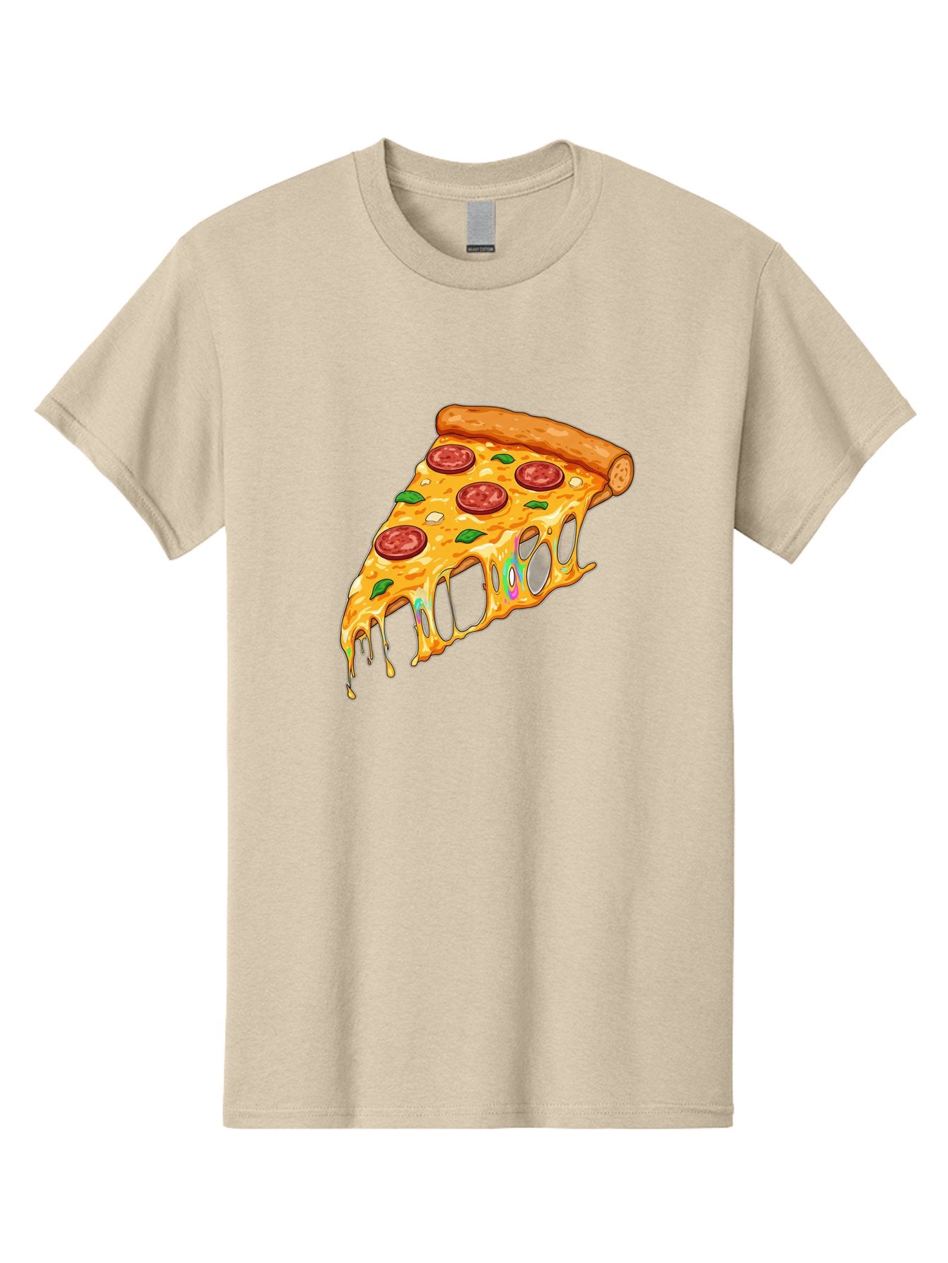 Slice-Of-Pizza Men'S Graphic Tee, 100% Cotton, Comfortable Casual Summer Wear, Machine Washable, Melted Cheese, Pepperoni Pizza, Cheesy Goodness, Melted Mozzarella, Savory Delight, Italian Cuisine, Pizza Love, Tasty Treat, Foodie Favorite Bac421 10