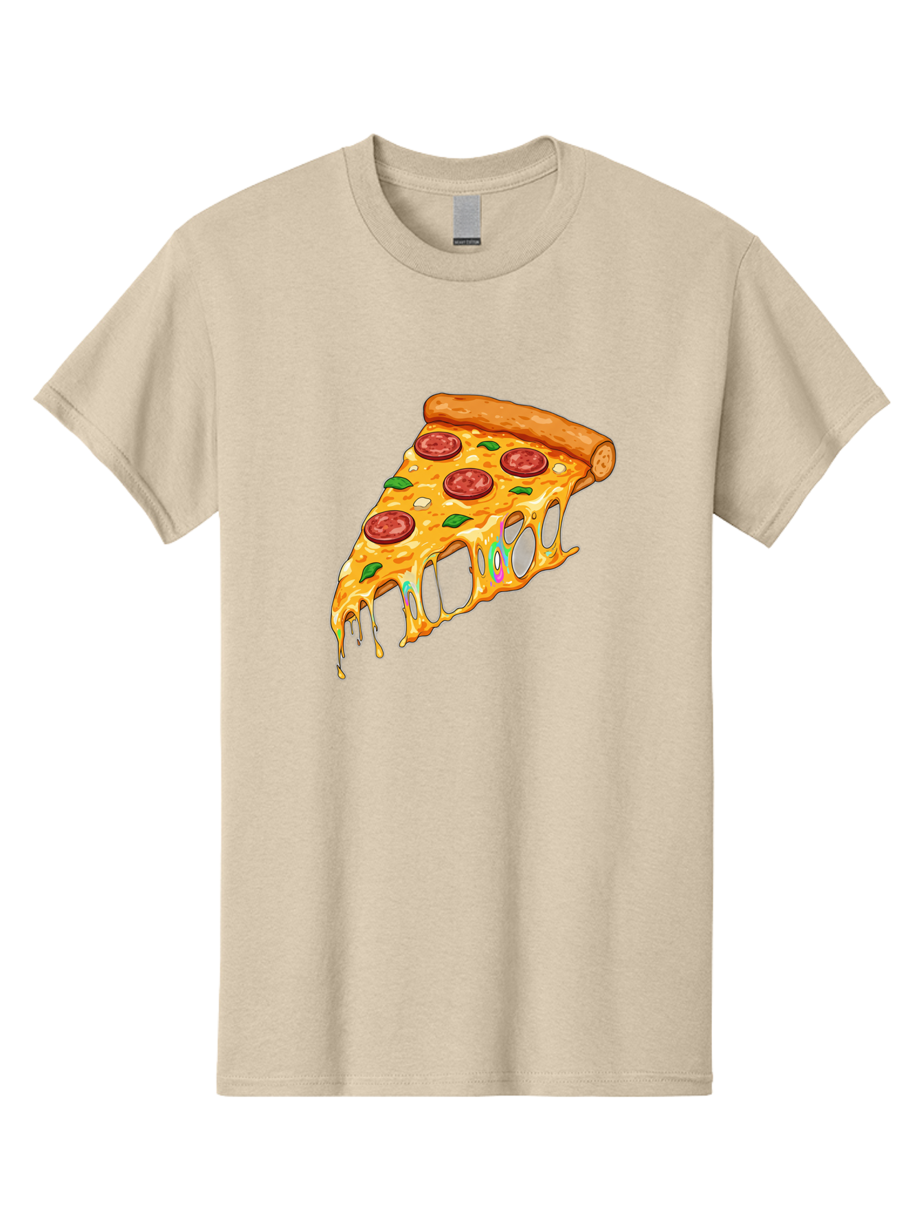 Slice-Of-Pizza Men'S Graphic Tee, 100% Cotton, Comfortable Casual Summer Wear, Machine Washable, Melted Cheese, Pepperoni Pizza, Cheesy Goodness, Melted Mozzarella, Savory Delight, Italian Cuisine, Pizza Love, Tasty Treat, Foodie Favorite Bac421 14