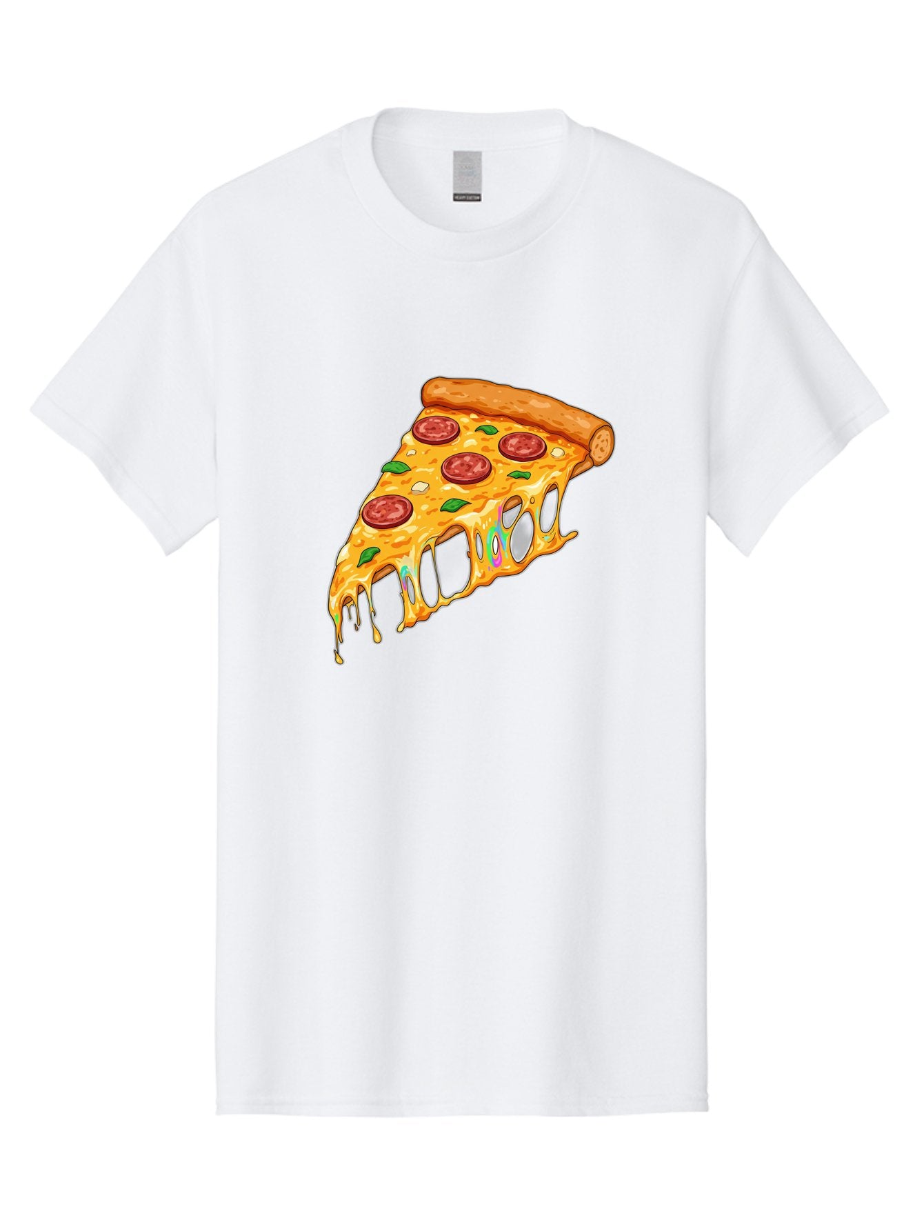 Slice-Of-Pizza Men'S Graphic Tee, 100% Cotton, Comfortable Casual Summer Wear, Machine Washable, Melted Cheese, Pepperoni Pizza, Cheesy Goodness, Melted Mozzarella, Savory Delight, Italian Cuisine, Pizza Love, Tasty Treat, Foodie Favorite Bac421 7