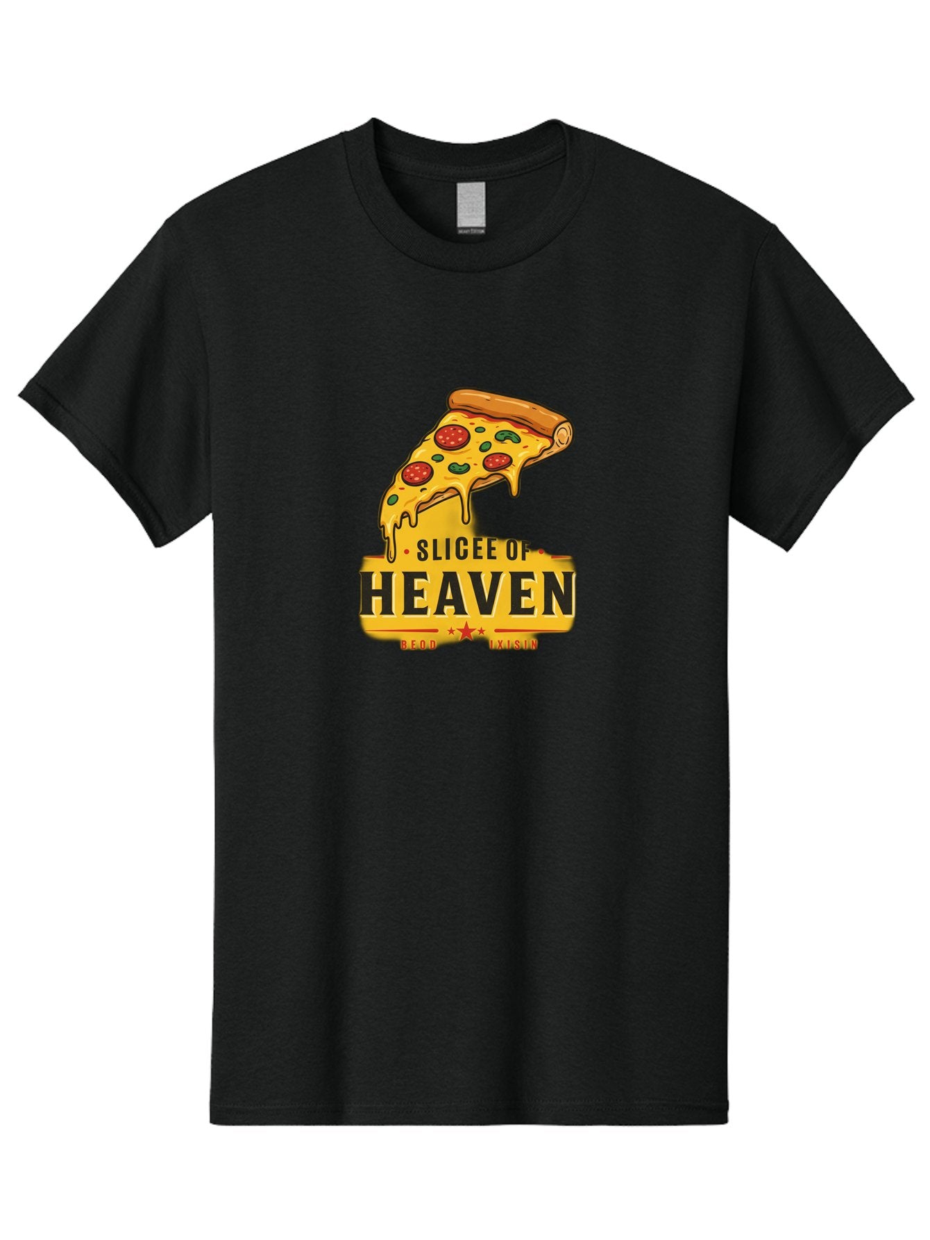Slicee-Of-Heaven Men'S Graphic Tee, 100% Cotton, Comfortable Casual Summer Wear, Machine Washable, Cheesy Pizza Slice, Pepperoni Pizza, Melted Cheese, Food Logo, Pizza Branding, Heavenly Pizza, Foodie Graphics, Pizza Love, Culinary Art, Bac423 5