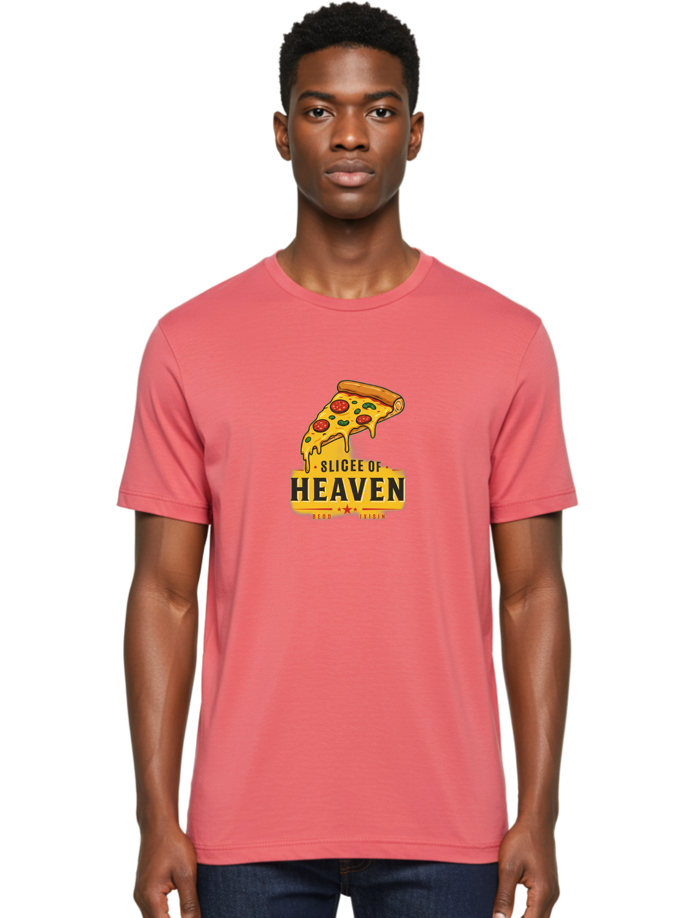 Slicee-Of-Heaven Men'S Graphic Tee, 100% Cotton, Comfortable Casual Summer Wear, Machine Washable, Cheesy Pizza Slice, Pepperoni Pizza, Melted Cheese, Food Logo, Pizza Branding, Heavenly Pizza, Foodie Graphics, Pizza Love, Culinary Art, Bac423 26
