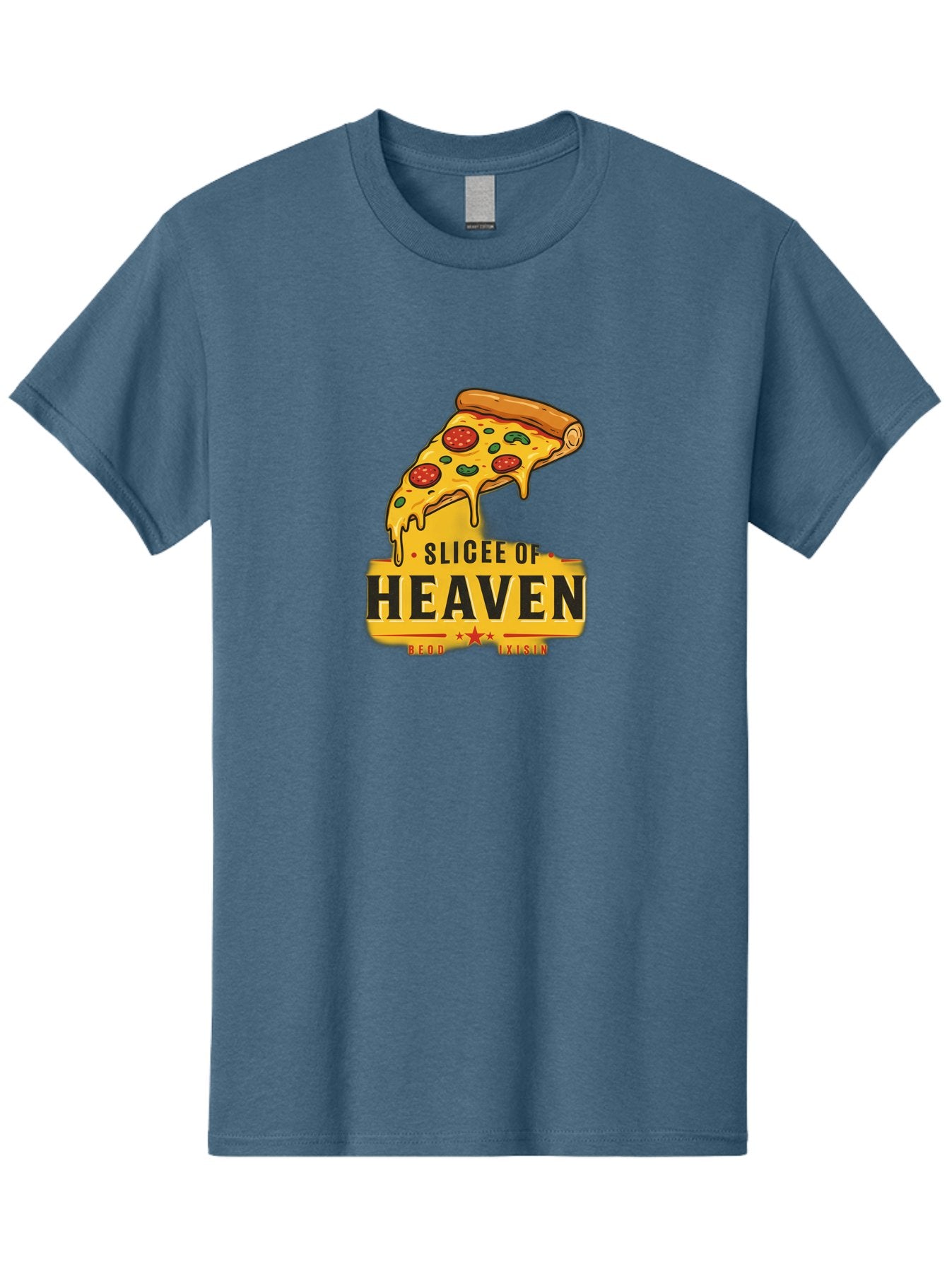 Slicee-Of-Heaven Men'S Graphic Tee, 100% Cotton, Comfortable Casual Summer Wear, Machine Washable, Cheesy Pizza Slice, Pepperoni Pizza, Melted Cheese, Food Logo, Pizza Branding, Heavenly Pizza, Foodie Graphics, Pizza Love, Culinary Art, Bac423 8