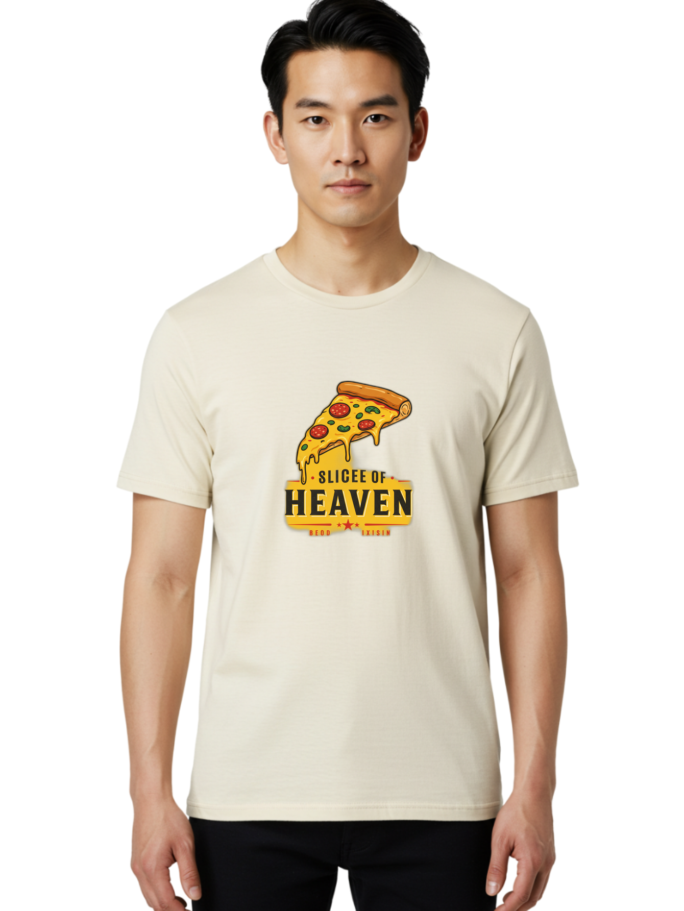 Slicee-Of-Heaven Men'S Graphic Tee, 100% Cotton, Comfortable Casual Summer Wear, Machine Washable, Cheesy Pizza Slice, Pepperoni Pizza, Melted Cheese, Food Logo, Pizza Branding, Heavenly Pizza, Foodie Graphics, Pizza Love, Culinary Art, Bac423 29