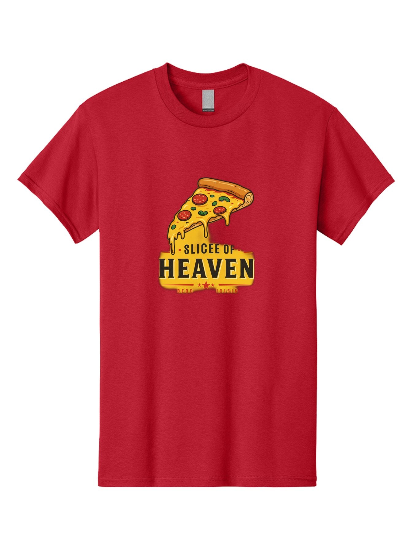 Slicee-Of-Heaven Men'S Graphic Tee, 100% Cotton, Comfortable Casual Summer Wear, Machine Washable, Cheesy Pizza Slice, Pepperoni Pizza, Melted Cheese, Food Logo, Pizza Branding, Heavenly Pizza, Foodie Graphics, Pizza Love, Culinary Art, Bac423