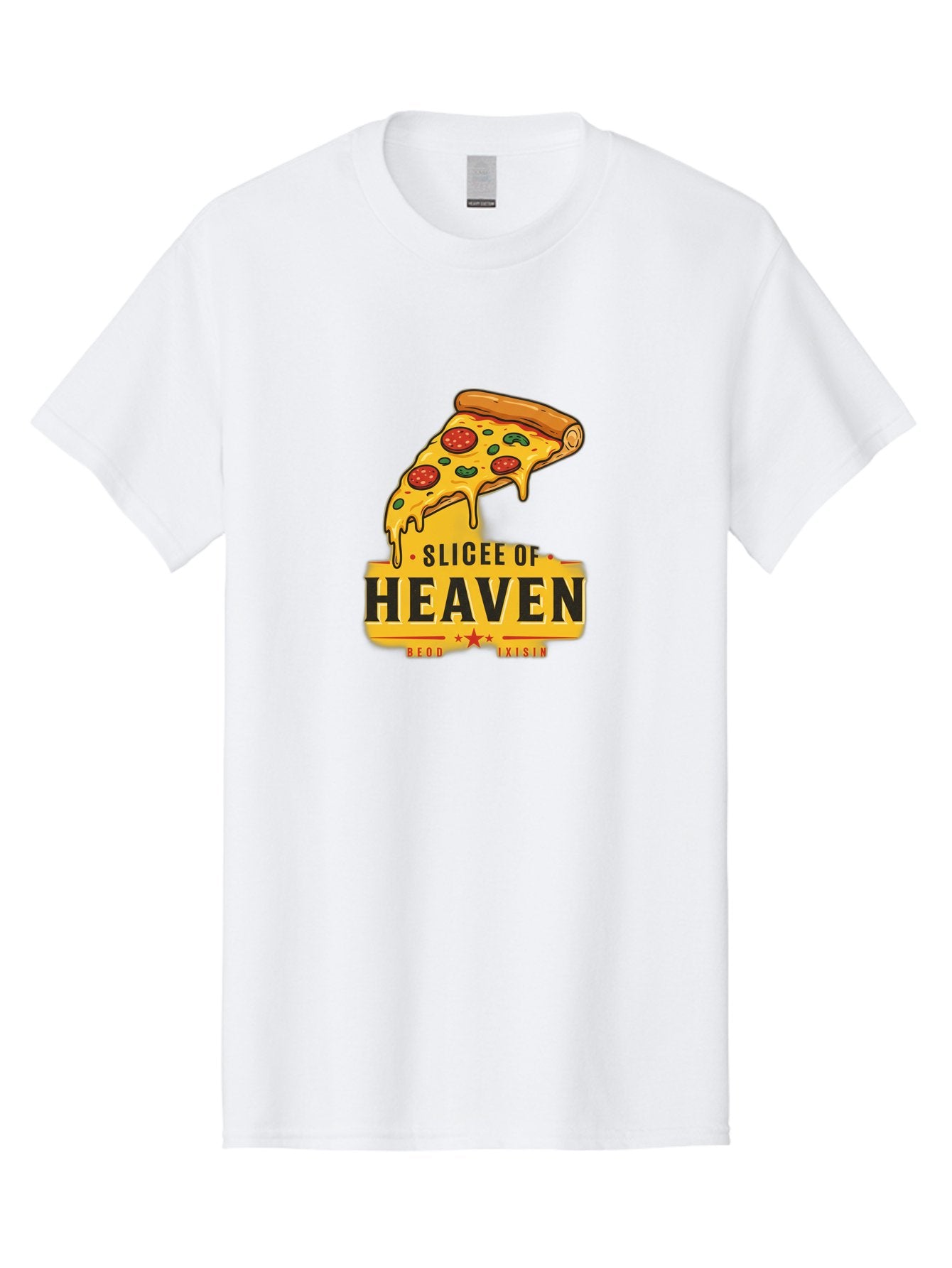 Slicee-Of-Heaven Men'S Graphic Tee, 100% Cotton, Comfortable Casual Summer Wear, Machine Washable, Cheesy Pizza Slice, Pepperoni Pizza, Melted Cheese, Food Logo, Pizza Branding, Heavenly Pizza, Foodie Graphics, Pizza Love, Culinary Art, Bac423 3
