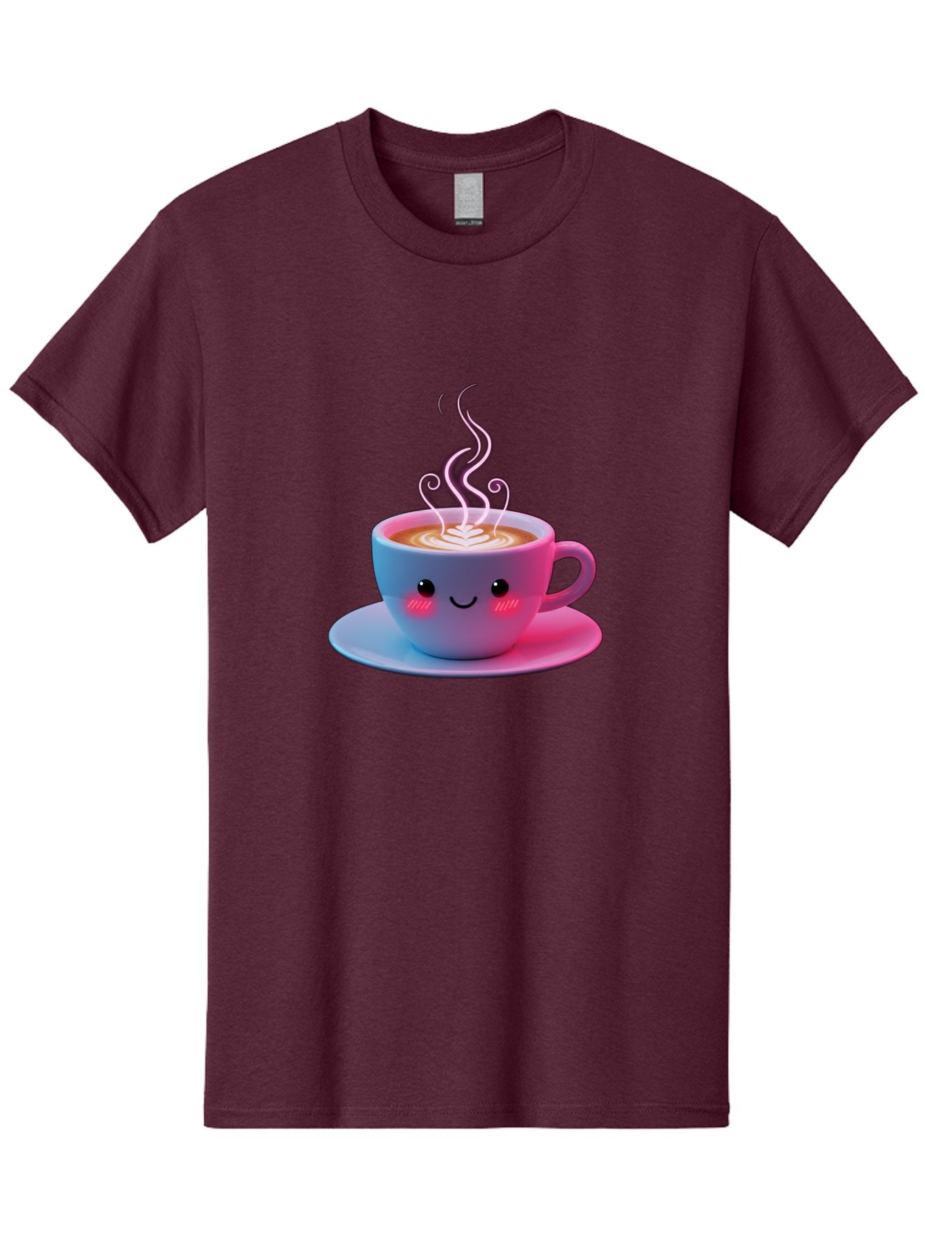 Smiling-Coffee-Mug Men'S Graphic Tee, 100% Cotton, Comfortable Casual Summer Wear, Machine Washable, Kawaii Coffee Cup, Steaming Hot Cappuccino, Latte Art, Smiling Face, Pink Cheeks, Adorable Design, Morning Coffee, Coffee Lover, Bac425 11