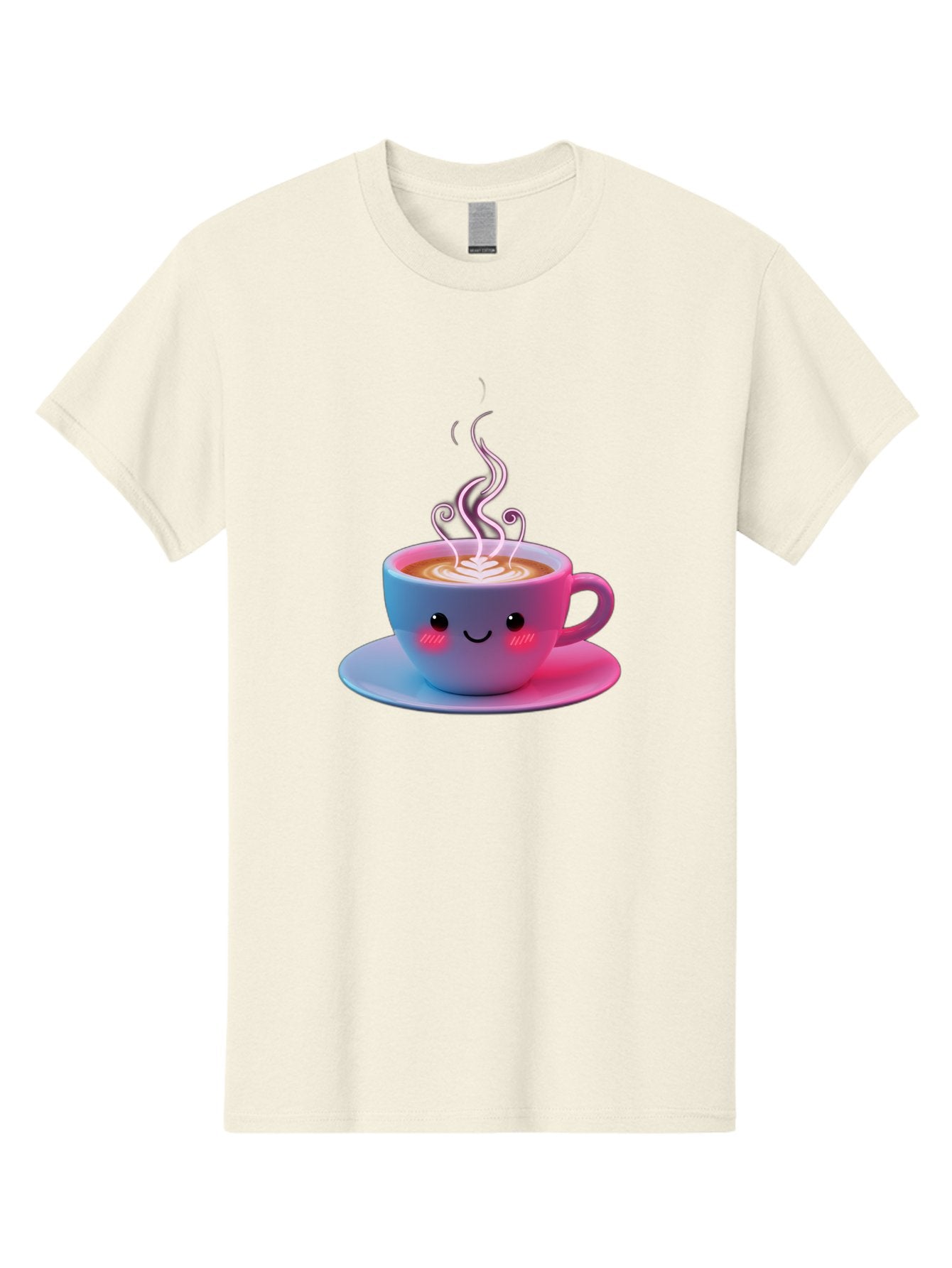 Smiling-Coffee-Mug Men'S Graphic Tee, 100% Cotton, Comfortable Casual Summer Wear, Machine Washable, Kawaii Coffee Cup, Steaming Hot Cappuccino, Latte Art, Smiling Face, Pink Cheeks, Adorable Design, Morning Coffee, Coffee Lover, Bac425 9