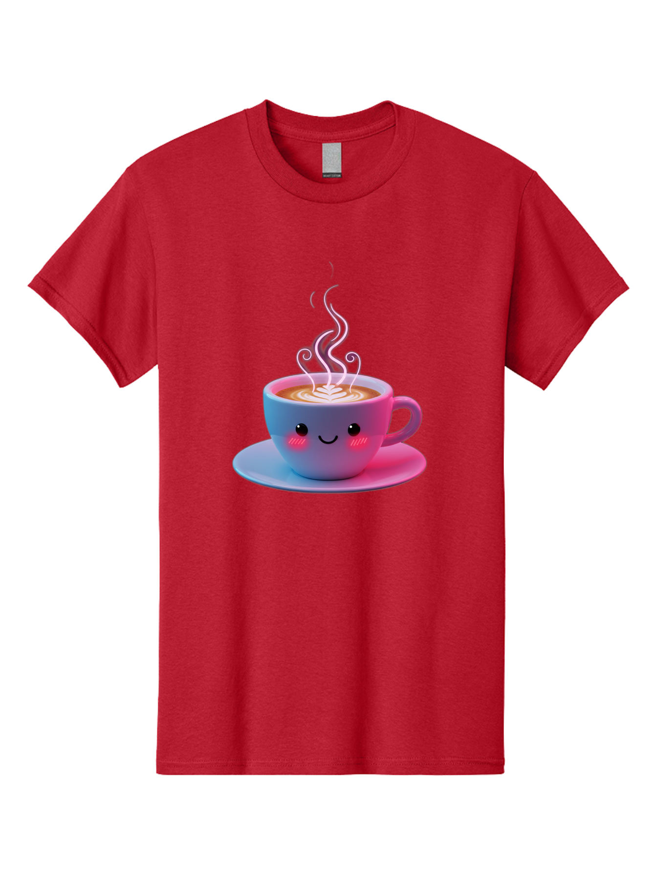 Smiling-Coffee-Mug Men'S Graphic Tee, 100% Cotton, Comfortable Casual Summer Wear, Machine Washable, Kawaii Coffee Cup, Steaming Hot Cappuccino, Latte Art, Smiling Face, Pink Cheeks, Adorable Design, Morning Coffee, Coffee Lover, Bac425 11