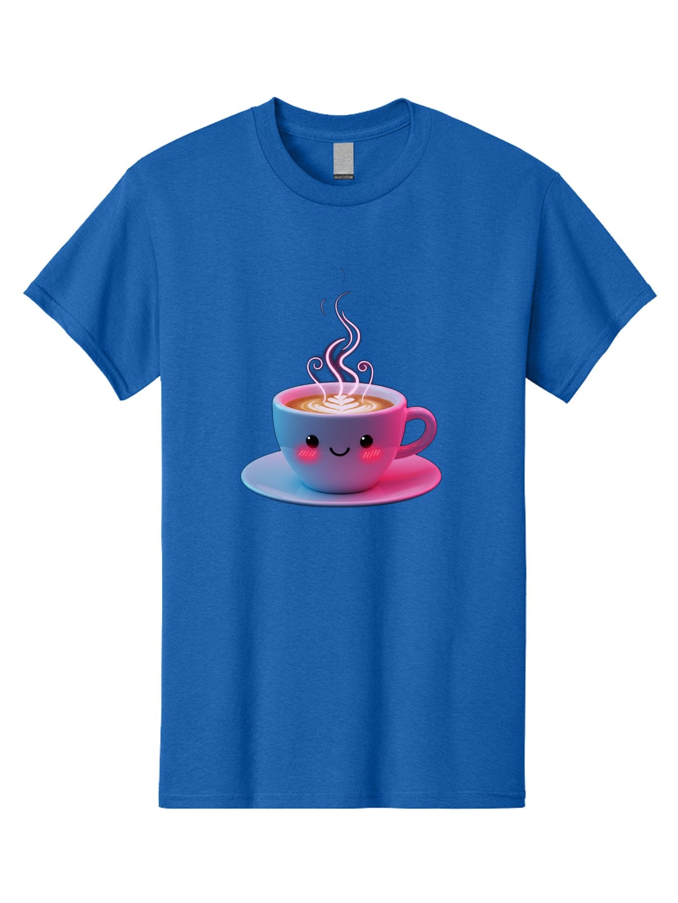 Smiling-Coffee-Mug Men'S Graphic Tee, 100% Cotton, Comfortable Casual Summer Wear, Machine Washable, Kawaii Coffee Cup, Steaming Hot Cappuccino, Latte Art, Smiling Face, Pink Cheeks, Adorable Design, Morning Coffee, Coffee Lover, Bac425 6