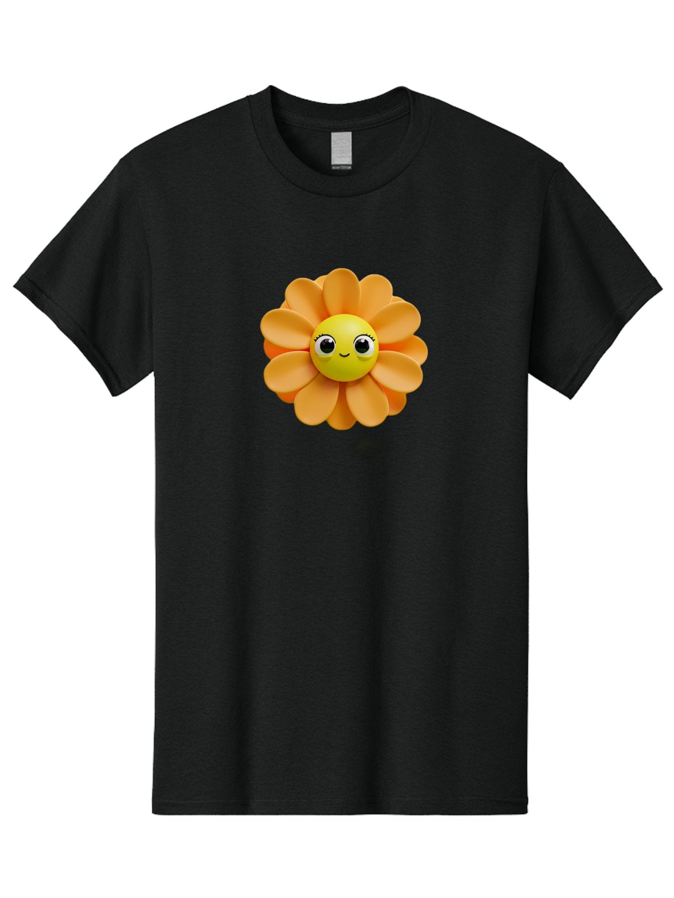 Smiling-Flower-Emoji Men'S Graphic Tee, 100% Cotton, Comfortable Casual Summer Wear, Machine Washable, Smiling Flower, Yellow Center, Orange Petals, Cute Emoji, Happy Face, Cartoon Flower, Vibrant Colors, Playful Design, 3D Rendering, Bac427