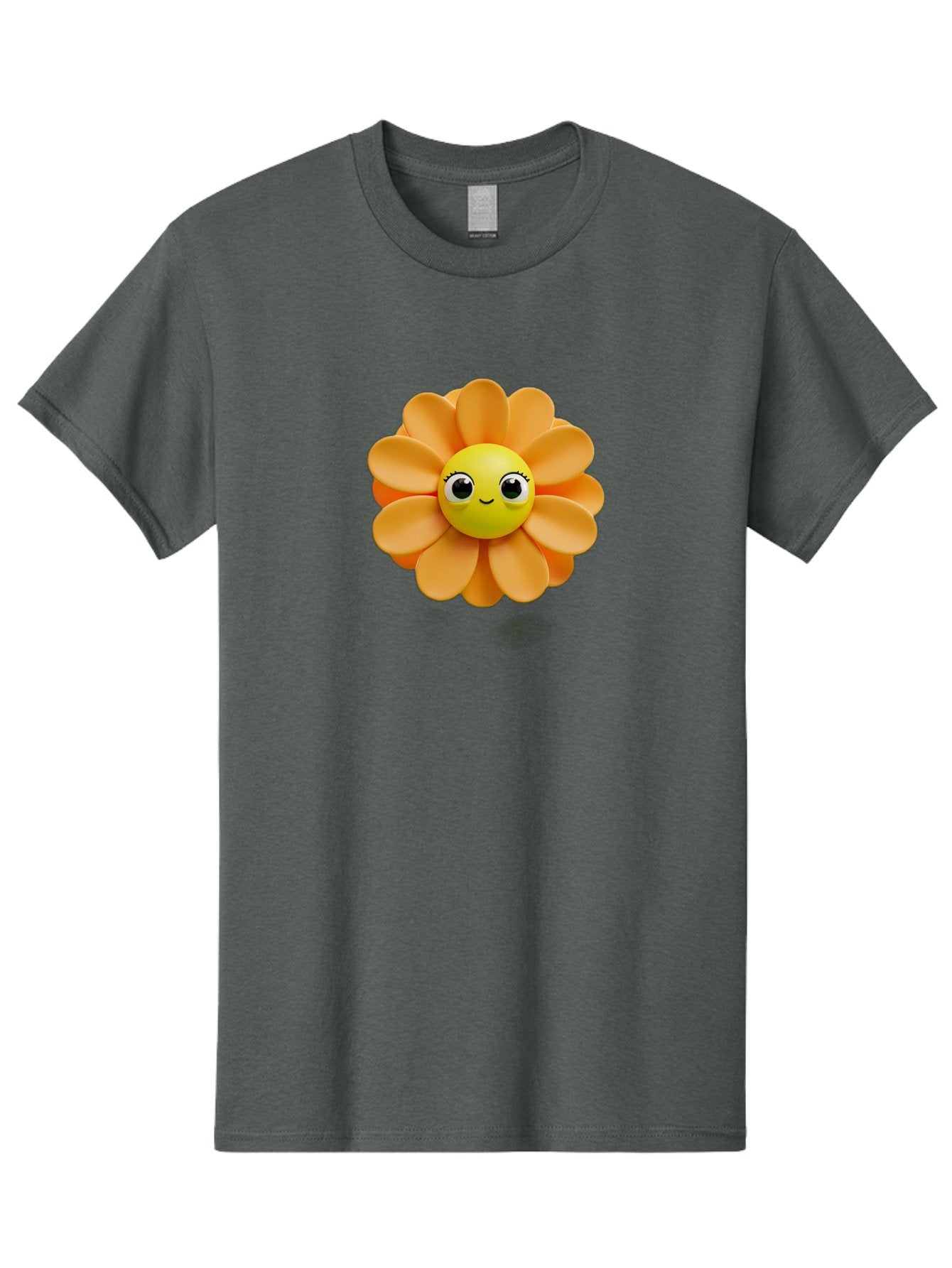 Smiling-Flower-Emoji Men'S Graphic Tee, 100% Cotton, Comfortable Casual Summer Wear, Machine Washable, Smiling Flower, Yellow Center, Orange Petals, Cute Emoji, Happy Face, Cartoon Flower, Vibrant Colors, Playful Design, 3D Rendering, Bac427 11