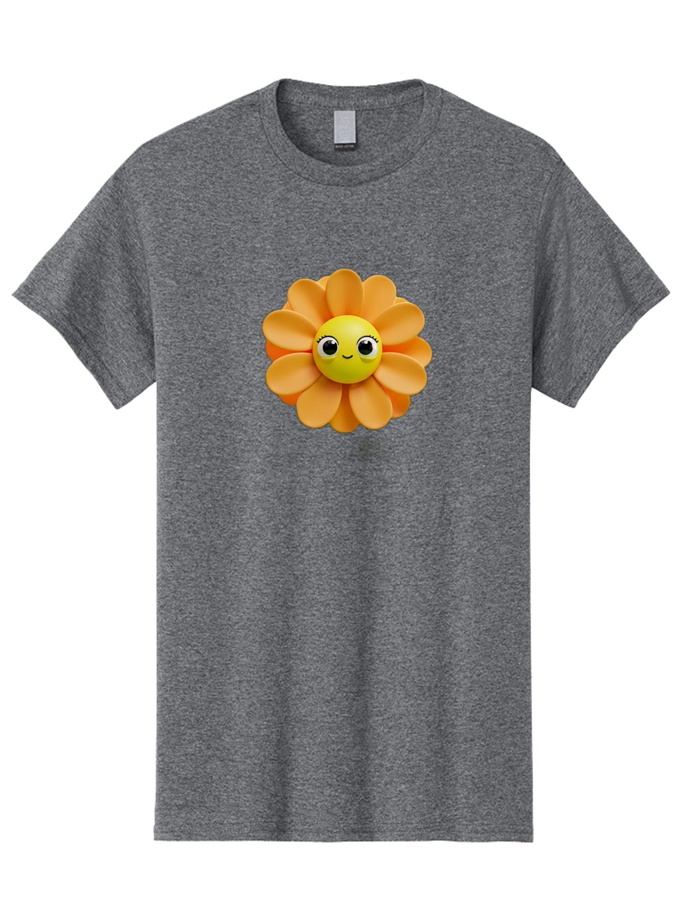 Smiling-Flower-Emoji Men'S Graphic Tee, 100% Cotton, Comfortable Casual Summer Wear, Machine Washable, Smiling Flower, Yellow Center, Orange Petals, Cute Emoji, Happy Face, Cartoon Flower, Vibrant Colors, Playful Design, 3D Rendering, Bac427 3